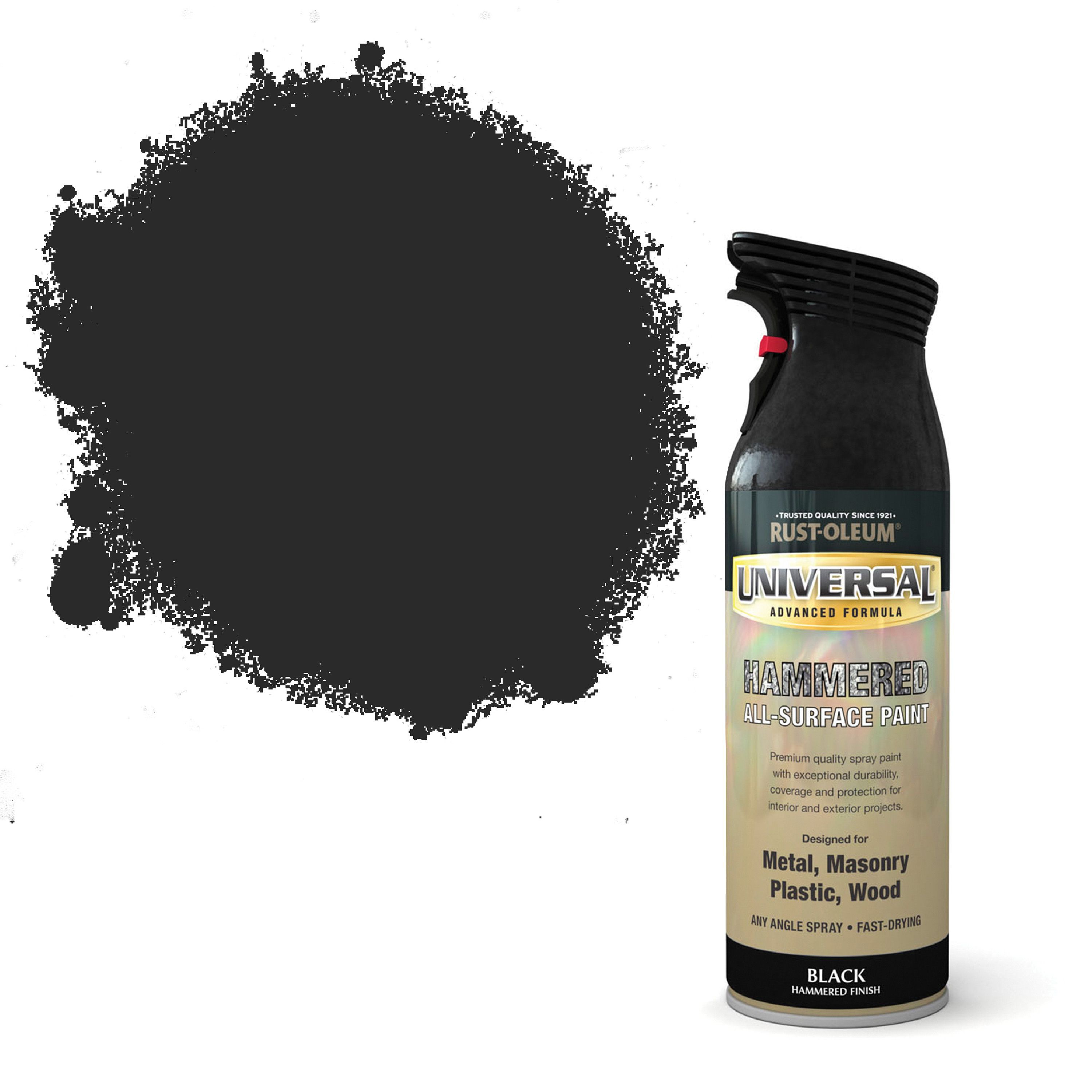 RustOleum Universal Black Hammered Effect Hammered Spray Paint 400 ml