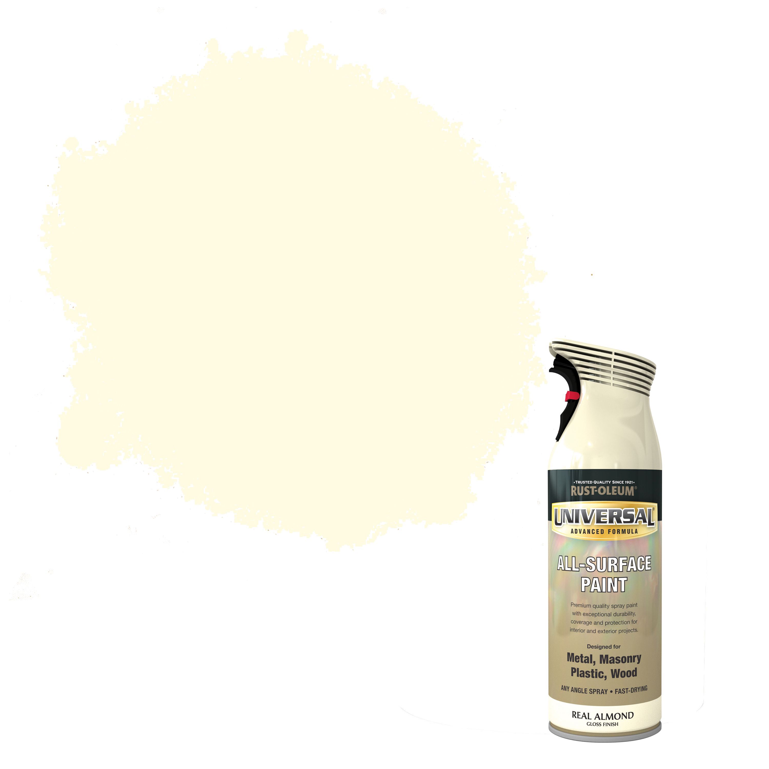 RustOleum Universal Real almond Gloss Multisurface Spray paint, 400ml