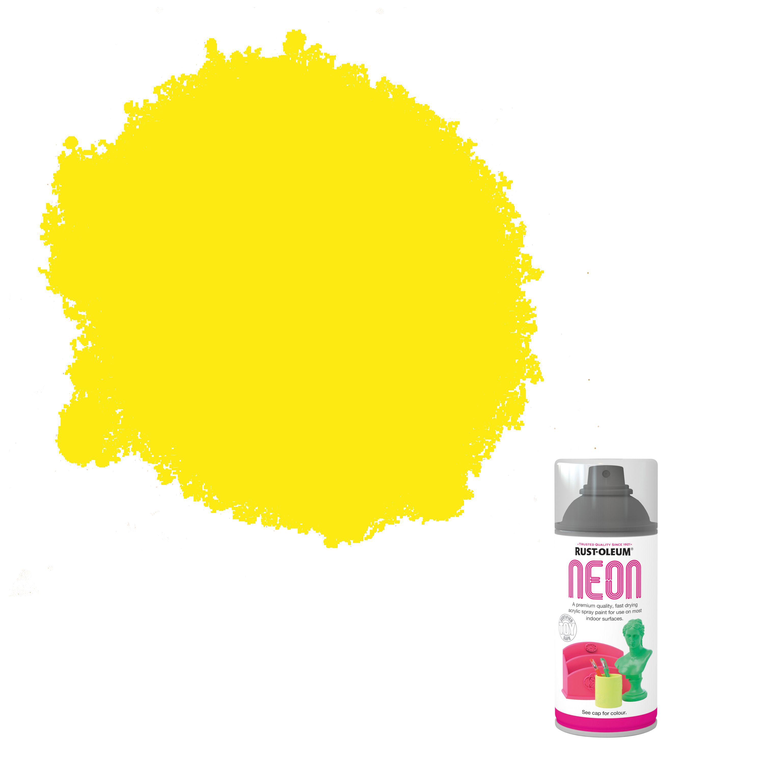 RustOleum Neon Yellow Matt Spray paint 150 ml Departments DIY at B&Q