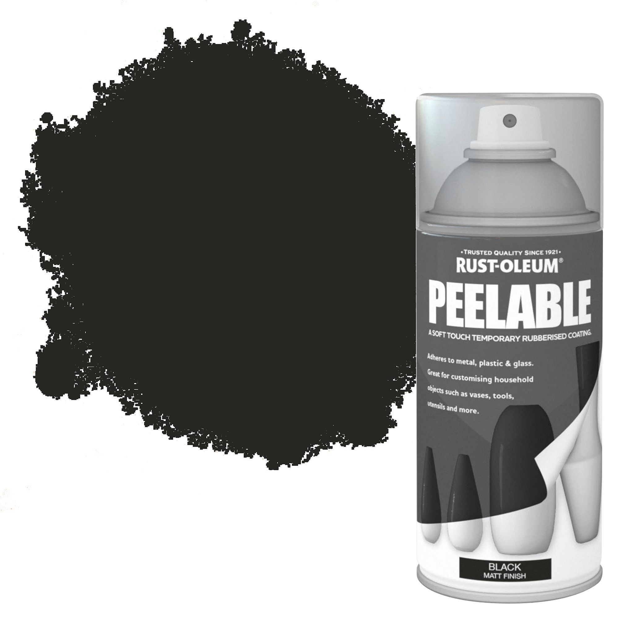 RustOleum Black Matt Peelable spray paint 150 ml Departments DIY