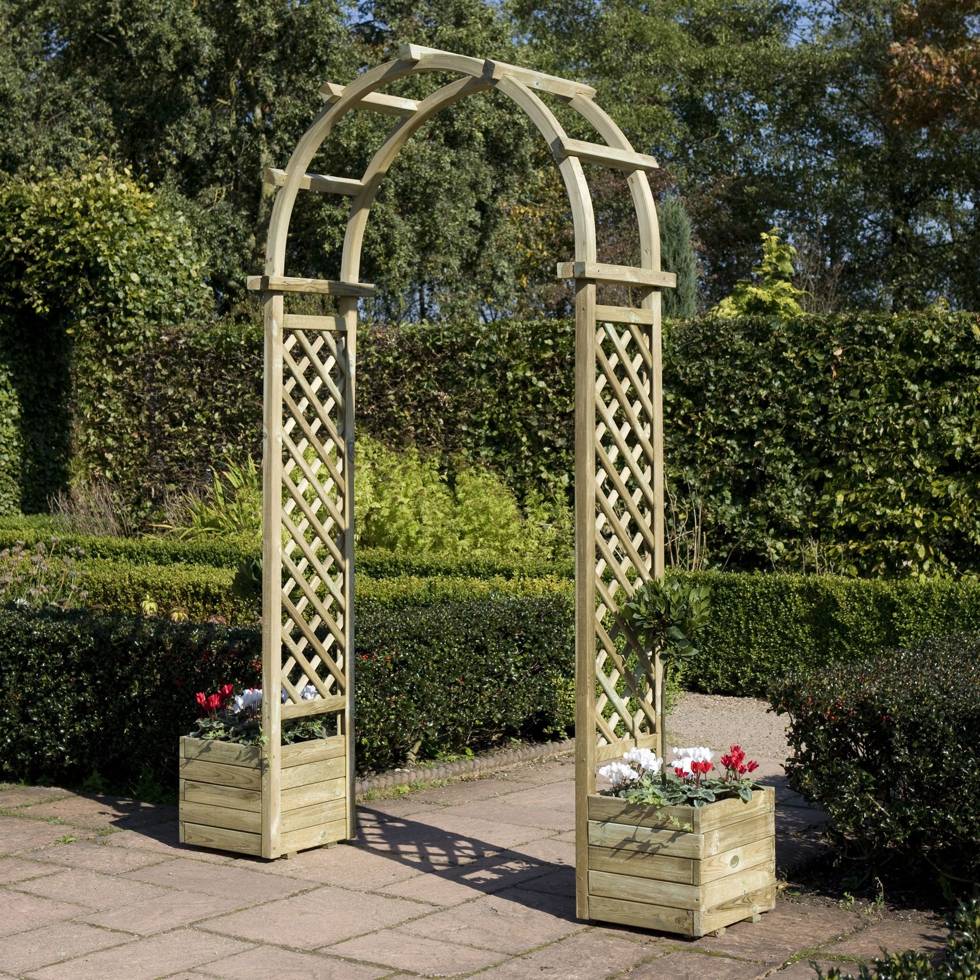 Rowlinson Softwood Round Top Arch with Planters 