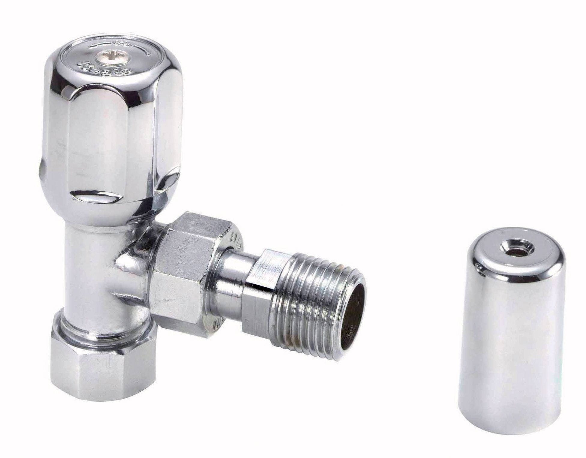 Regis Chrome effect Angled Radiator & towel rail valve Departments