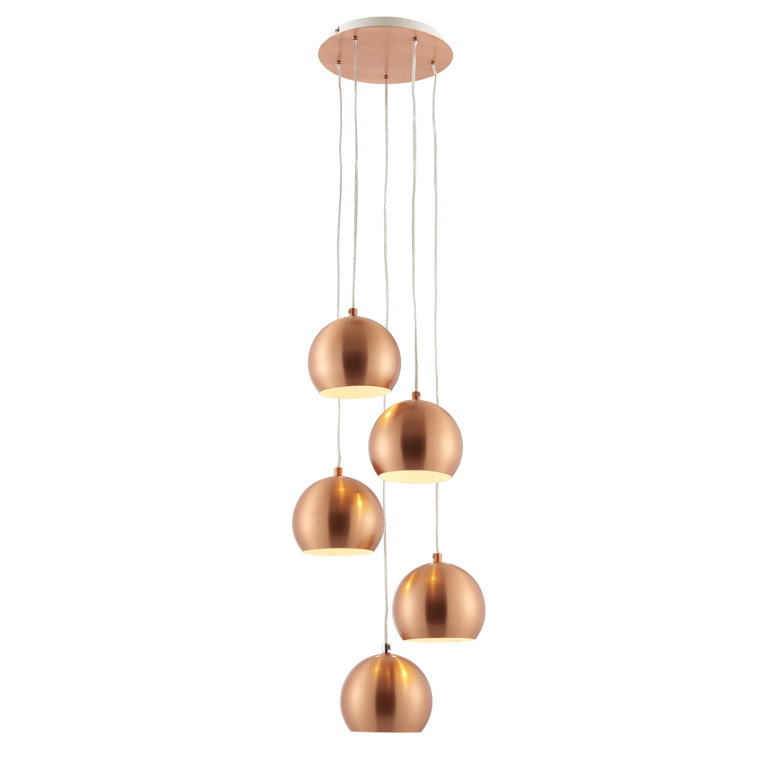 Copper Pendant Light Fixtures haus metal sphere brushed copper 5 lamp pendant ceiling light departments diy at b q