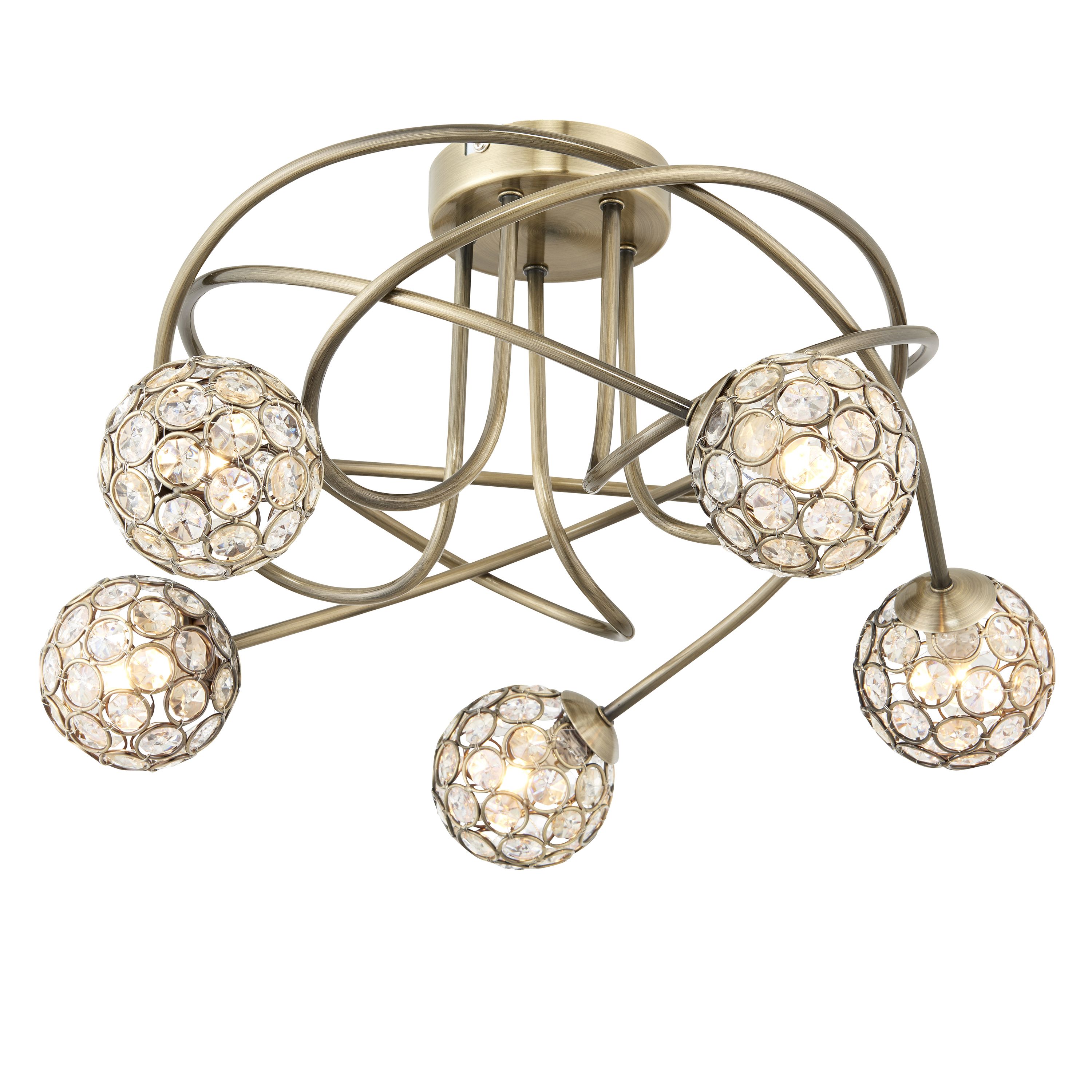 Lopez Crystal Circle 5 Lamp Ceiling Light Departments DIY at B&Q