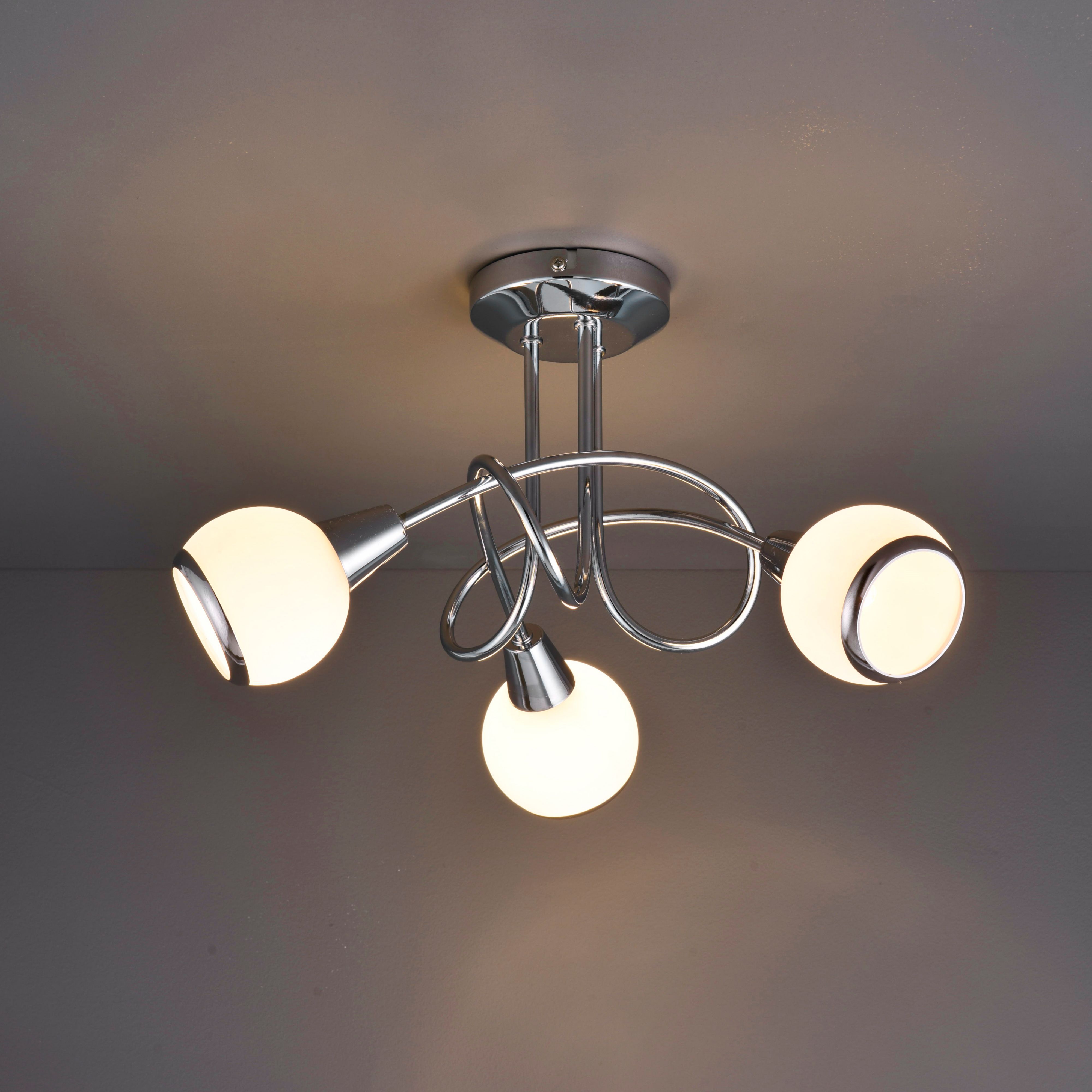 Cherika Modern Chrome Effect 3 Lamp Ceiling Light Departments DIY 