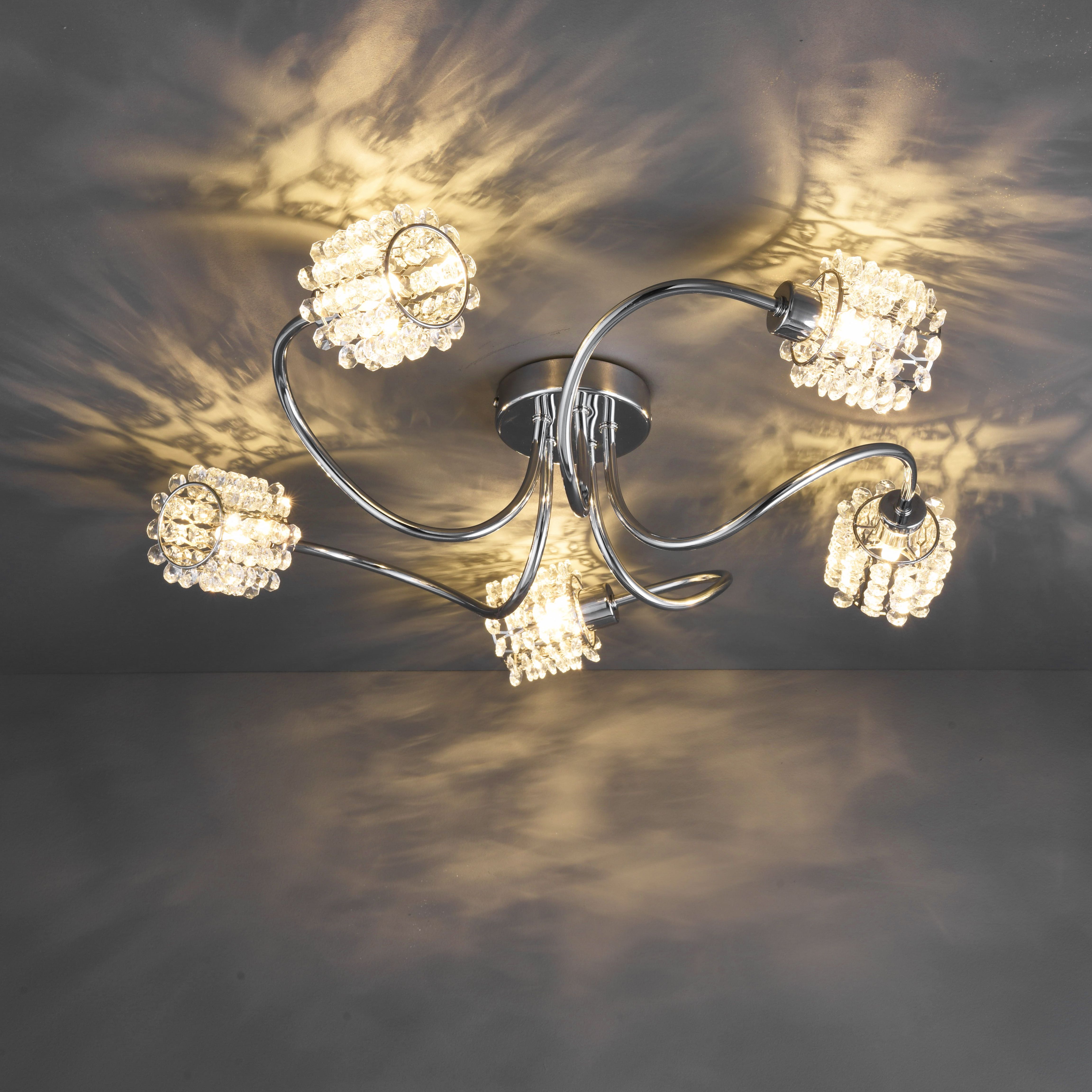 Katarina Brushed Chrome effect 5 Lamp Ceiling light ...