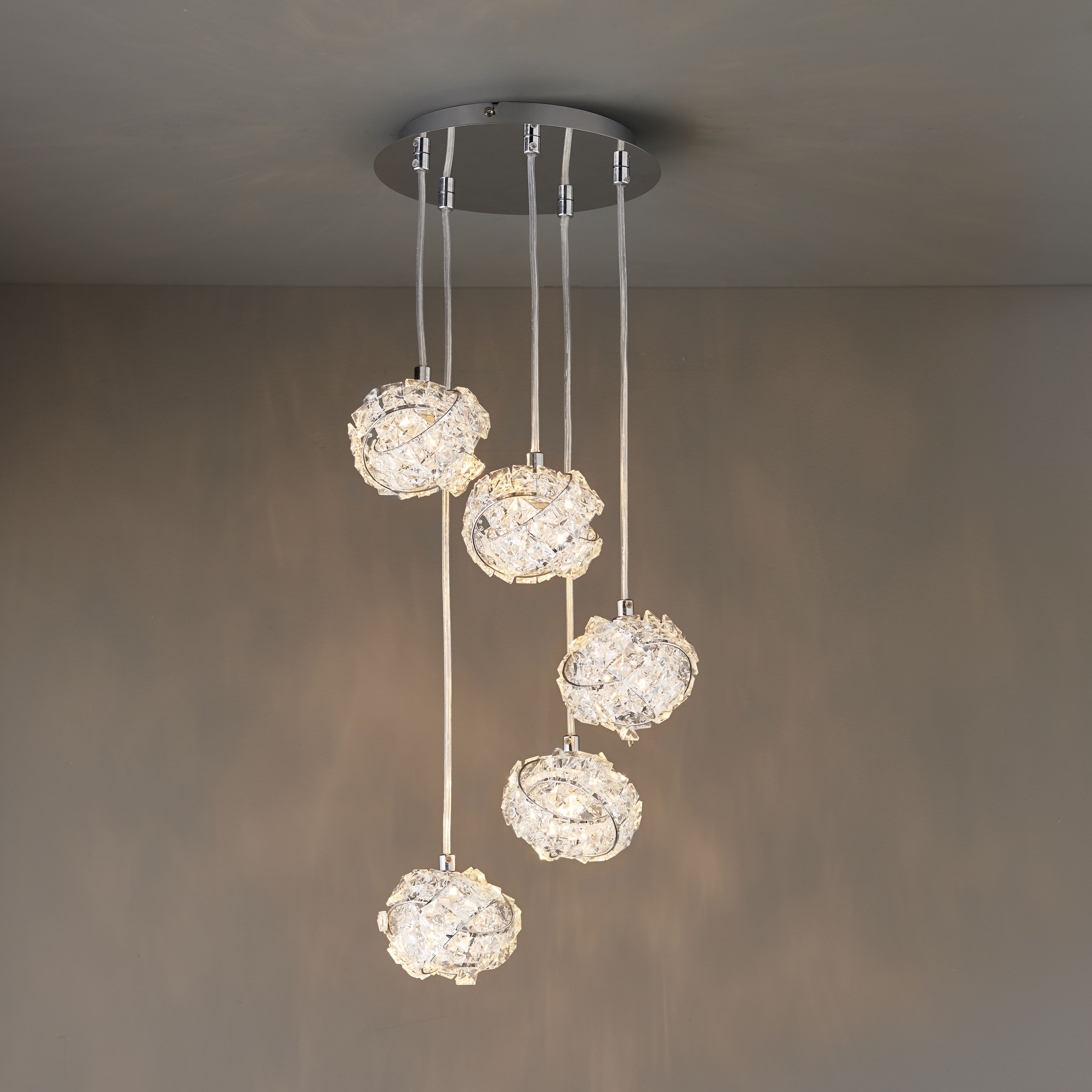 Emelia Chrome Effect 5 Lamp Pendant Ceiling Light Departments