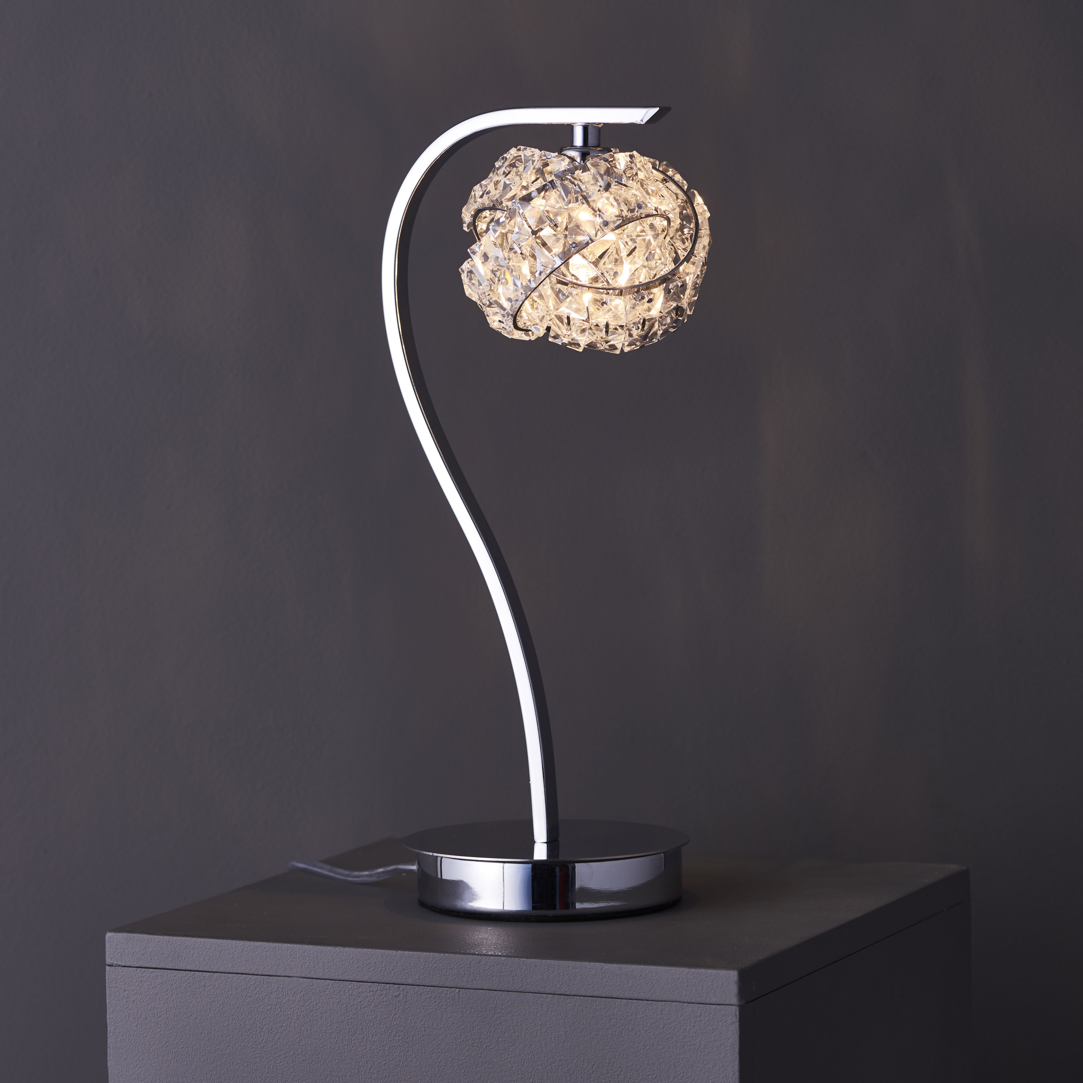 Colours Emelia Matt Chrome effect Incandescent Table lamp Departments