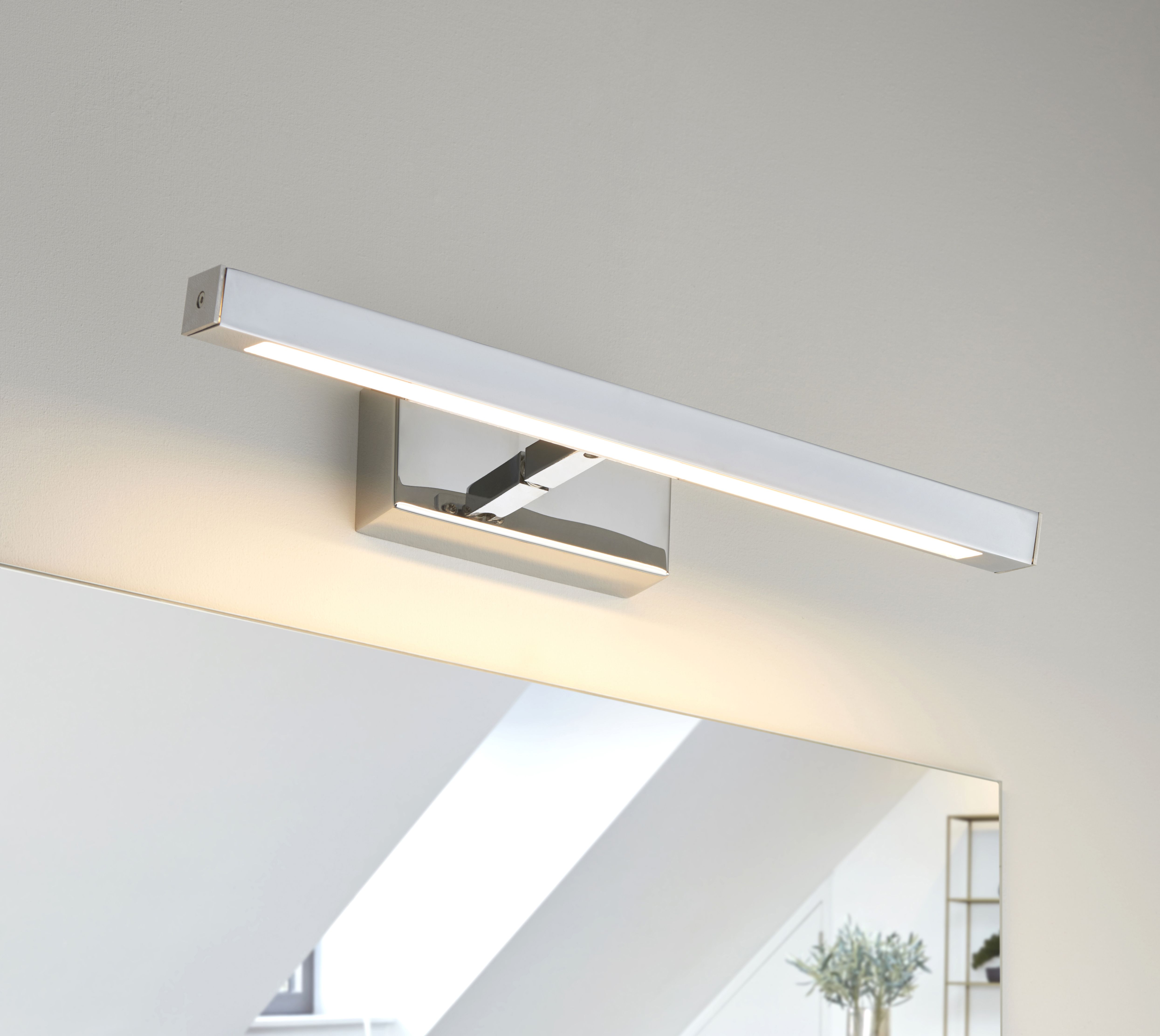 Canvas Polished Chrome effect Living room Wall light Departments