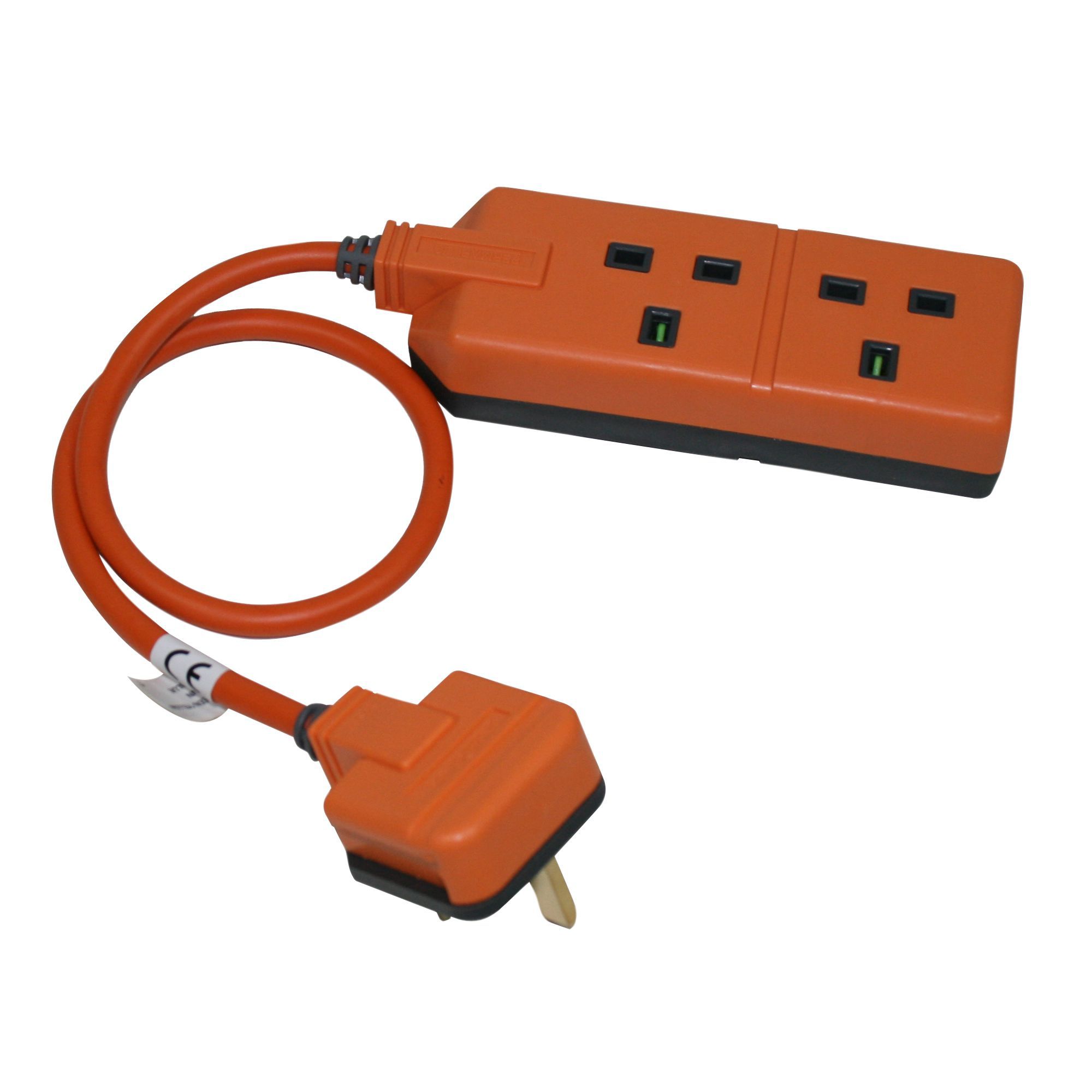 Masterplug 2 socket 13A Orange Extension lead, 0.5m Departments DIY