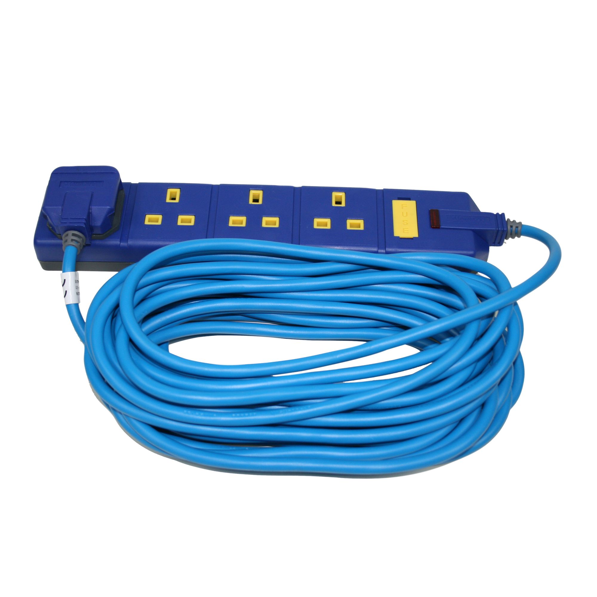 Masterplug 4 Socket 13 A External Extension Lead 10m Blue Departments