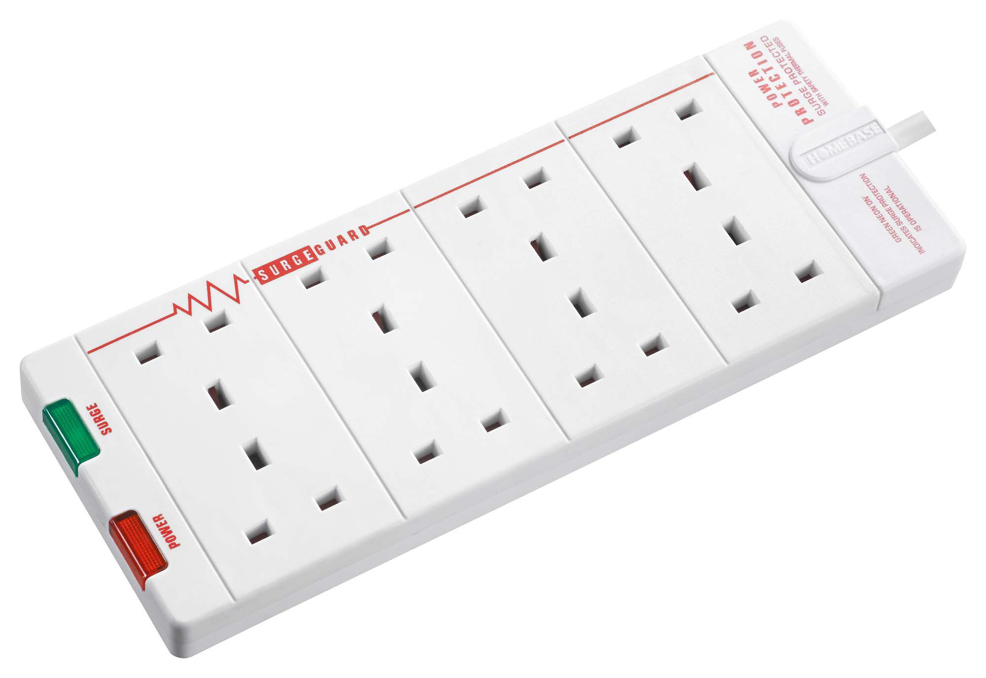Masterplug 8 socket White Extension lead, 2m Departments DIY at B&Q