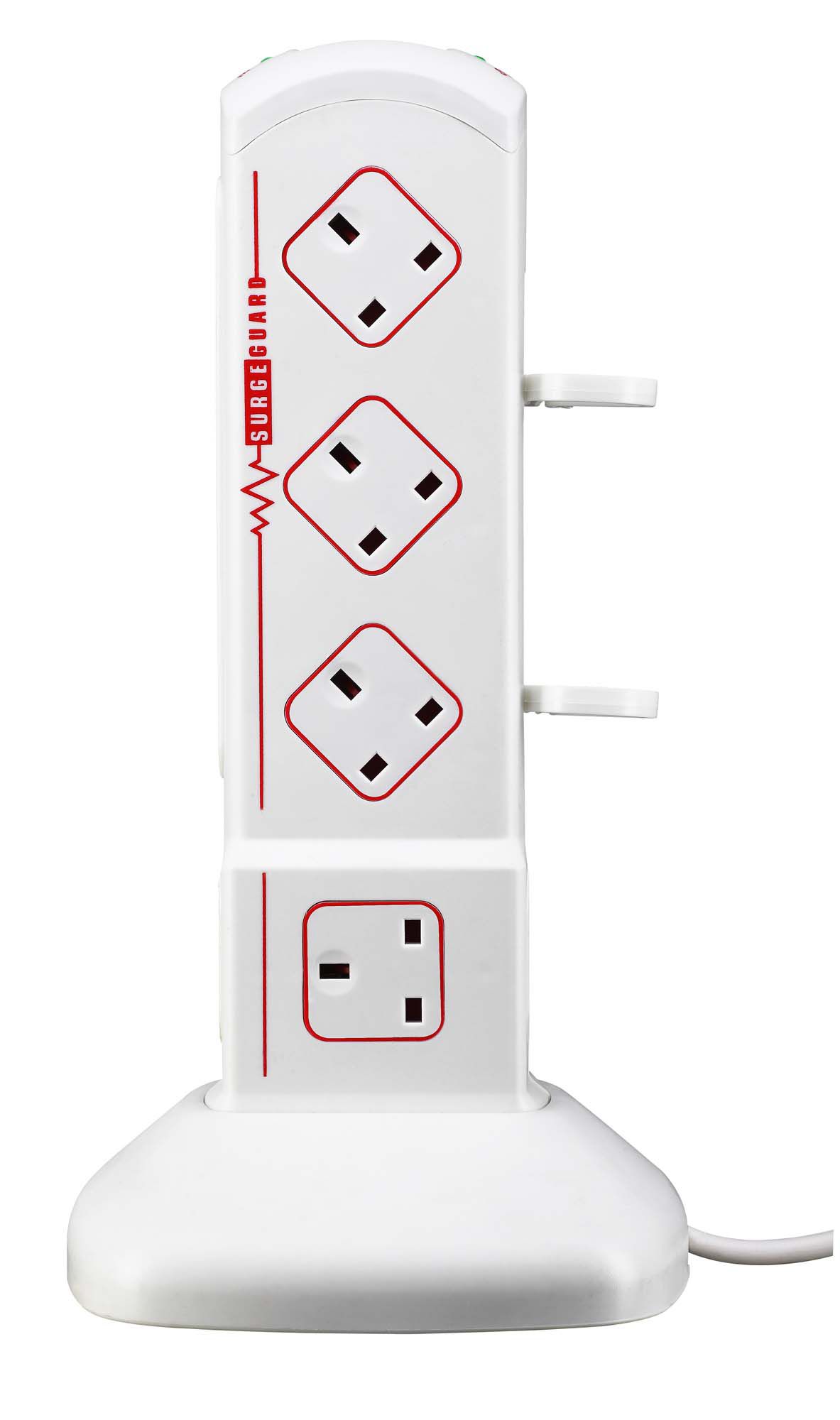 Masterplug 10 socket White Extension lead, 2m | Departments | DIY at B&Q