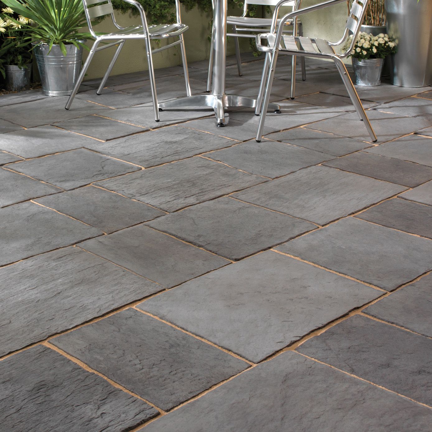 Light Grey Layered Slate Effect Paving Slab (L)600 (W)450mm Pack of 34 ...