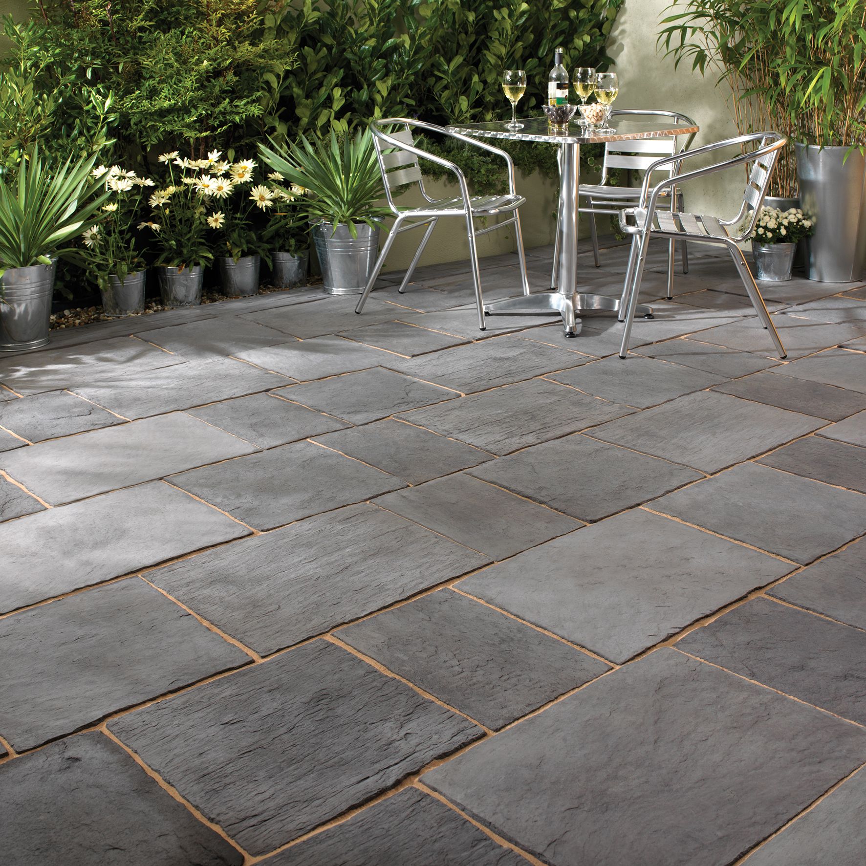 Dark Grey Layered Slate Effect Paving Slab (L)300 (W)450mm ...