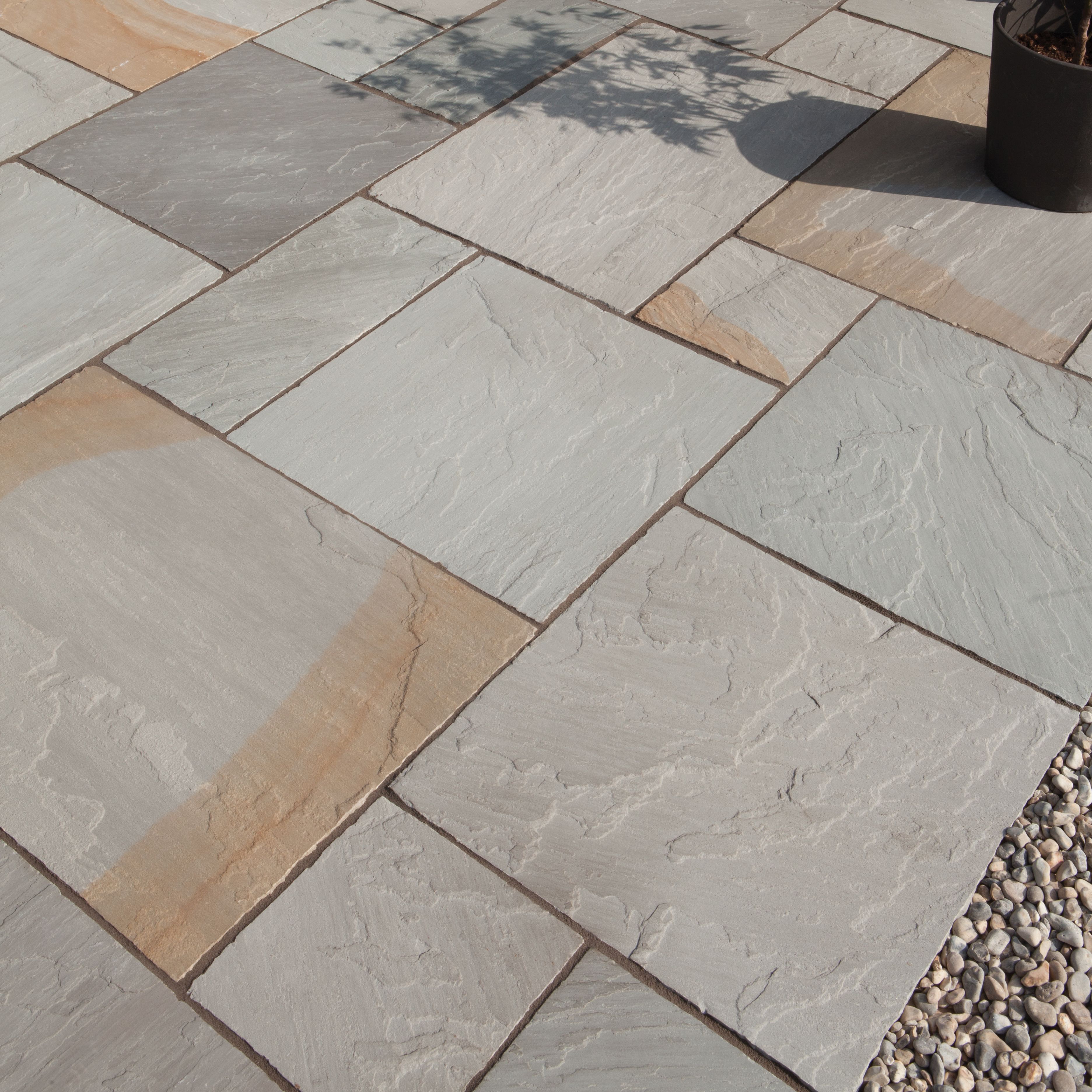 Fossil Buff Natural Sandstone Paving Slab (L)600 (W)600mm Pack of 40 ...