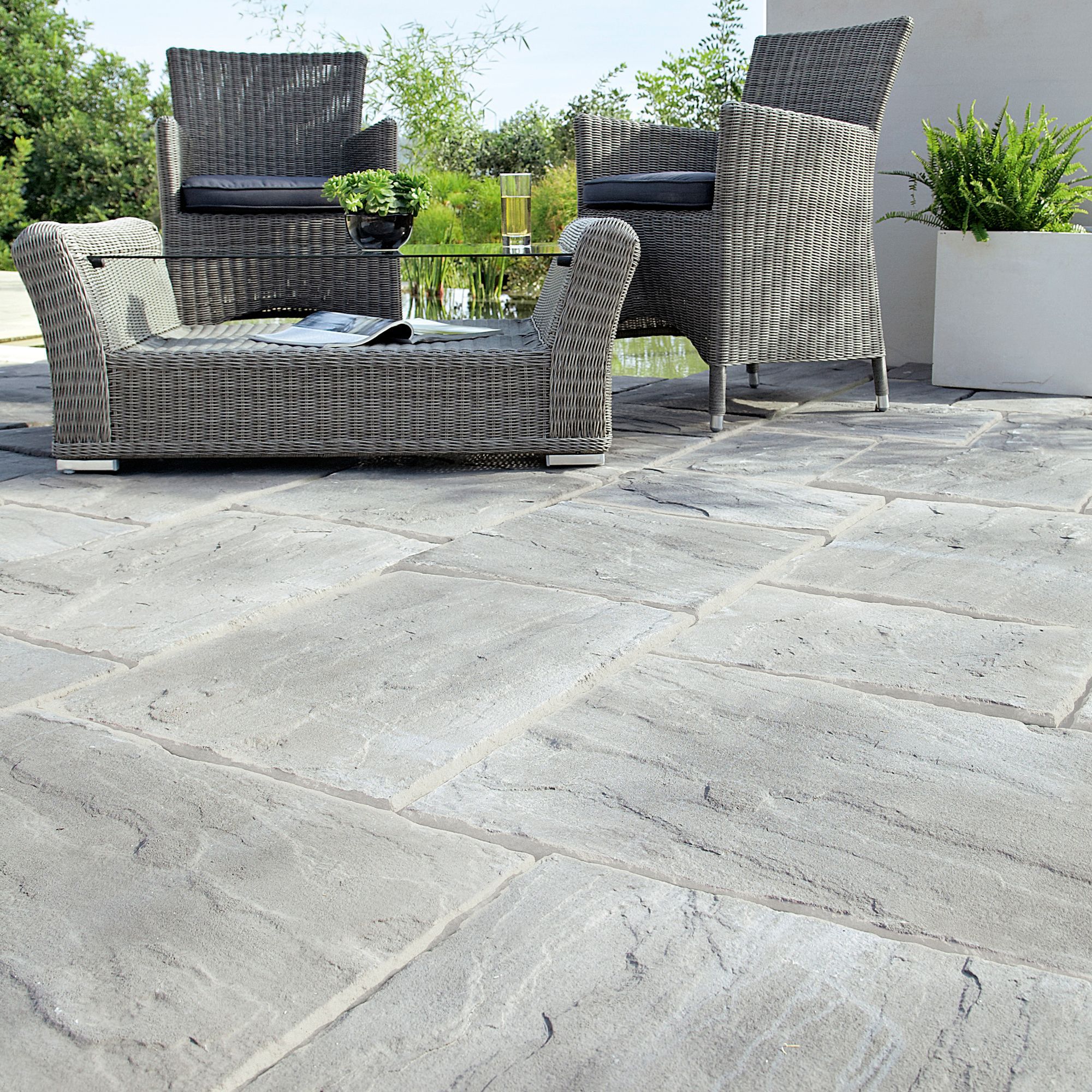 Weathered grey Wetherdale Single paving slab (L)600mm (W)450mm