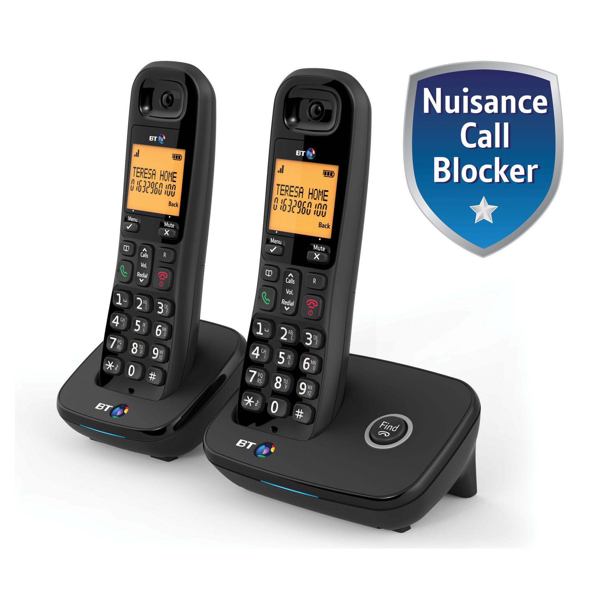 BT DECT Black Telephone with Nuisance call blocker Twin Departments