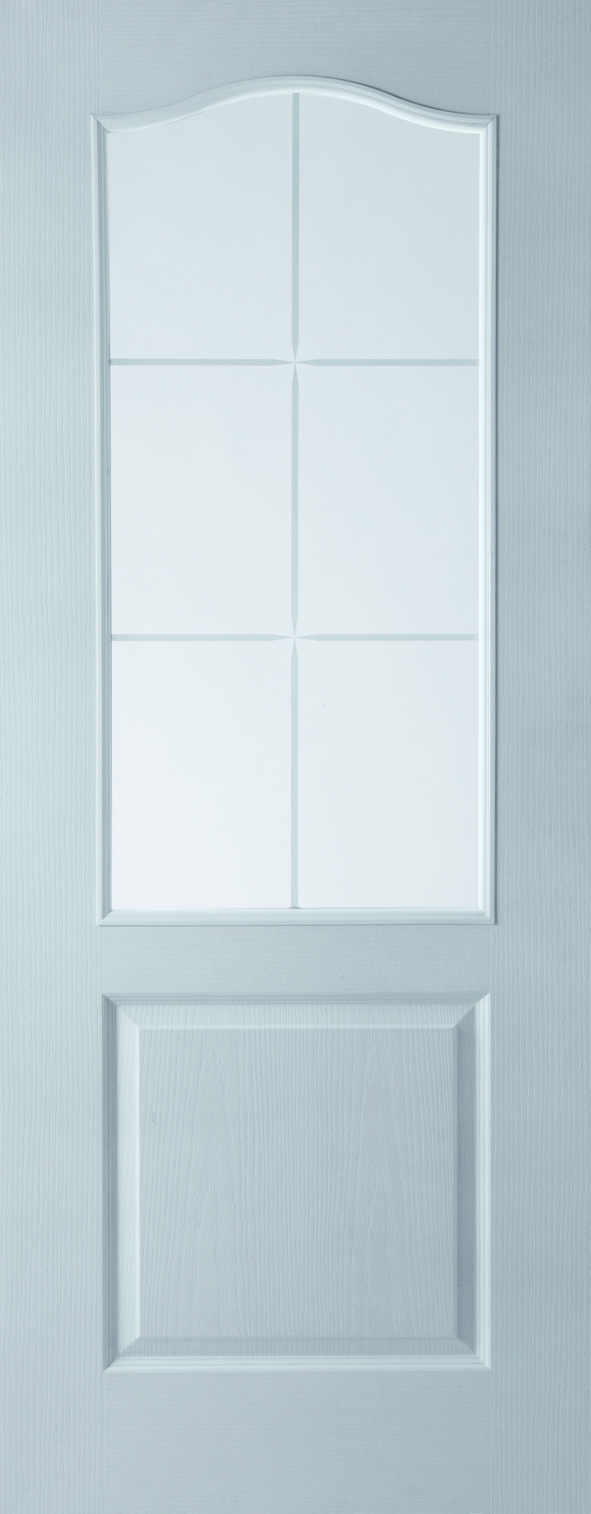 2 Panel Arched 6 Lite Prepainted White Internal Door, (H