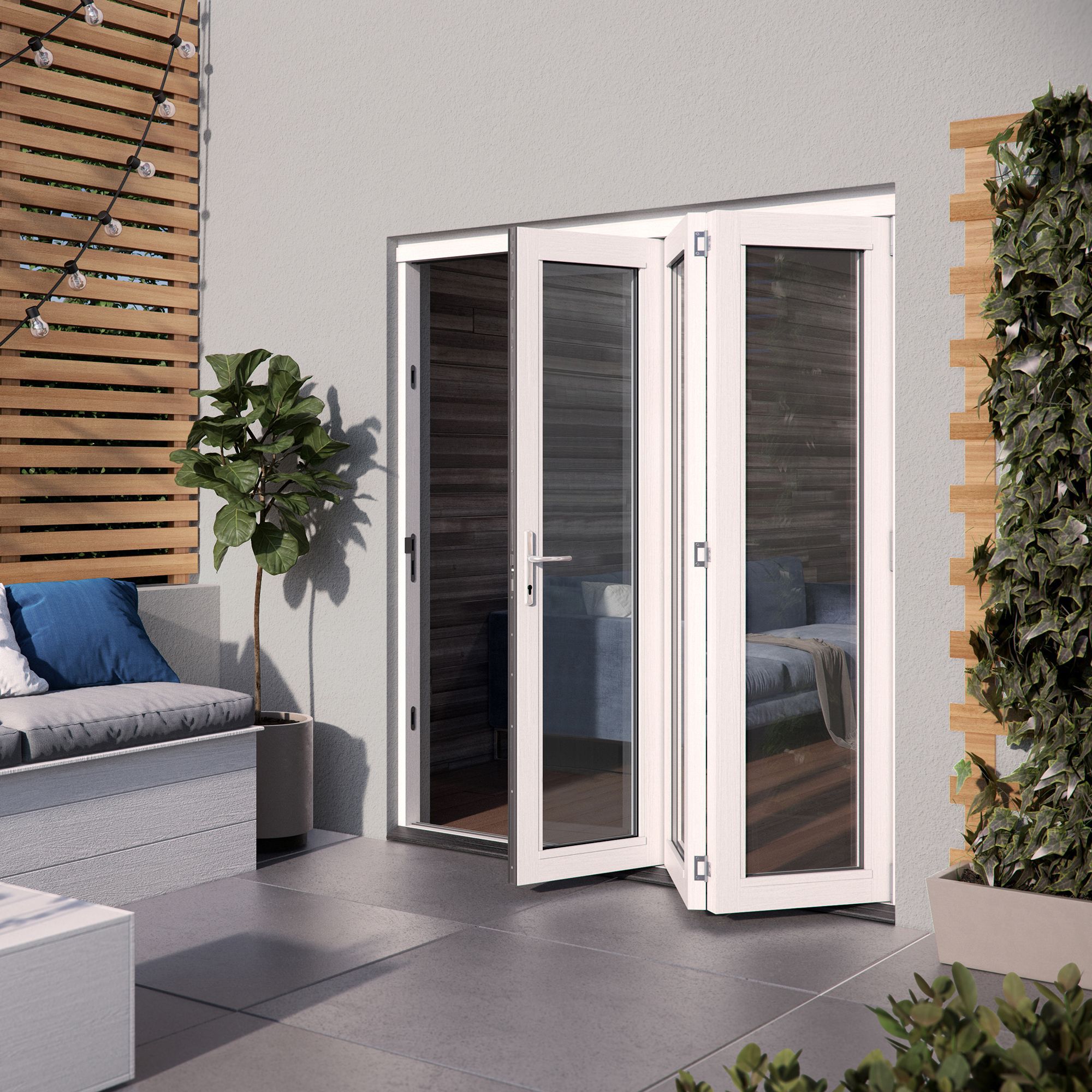 Glazed White Hardwood External Patio Door set, (H)2104mm (W)1804mm Departments DIY at B&Q