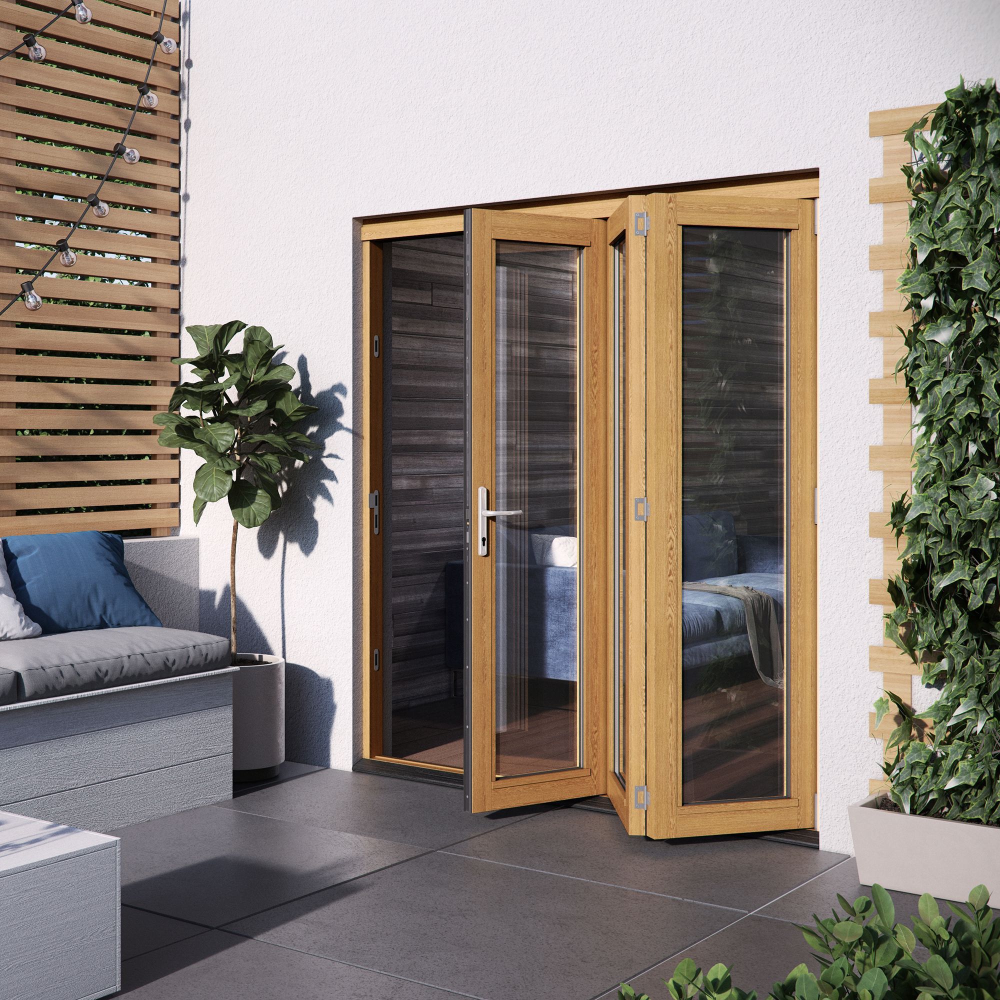 Glazed Golden Oak External Patio Door set, (H)2104mm (W)1804mm ...