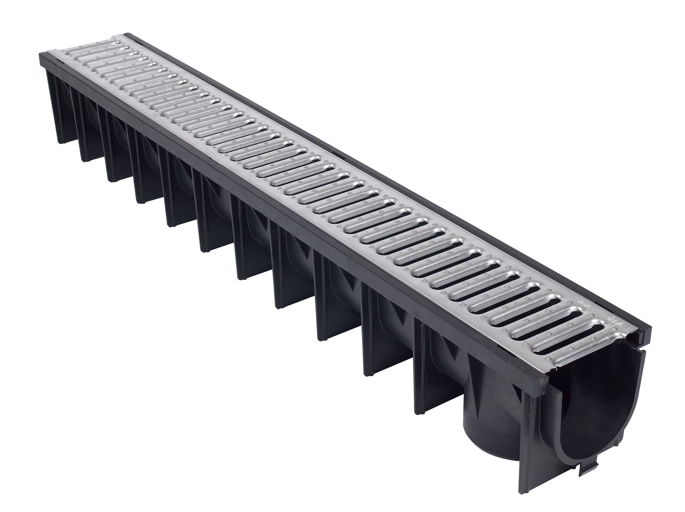 Clark Galvanised Steel & Polypropylene Channel Drainage & Grate, (L)1M (W)142mm