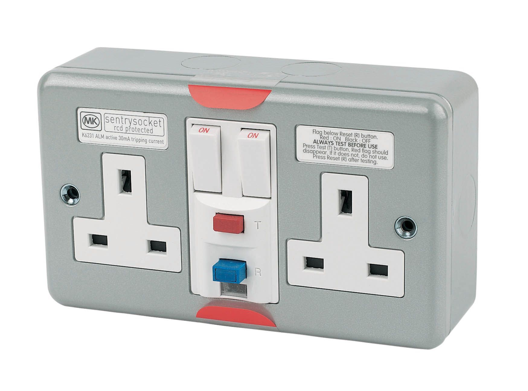 MK Grey 13A RCD socket Departments DIY at B&Q