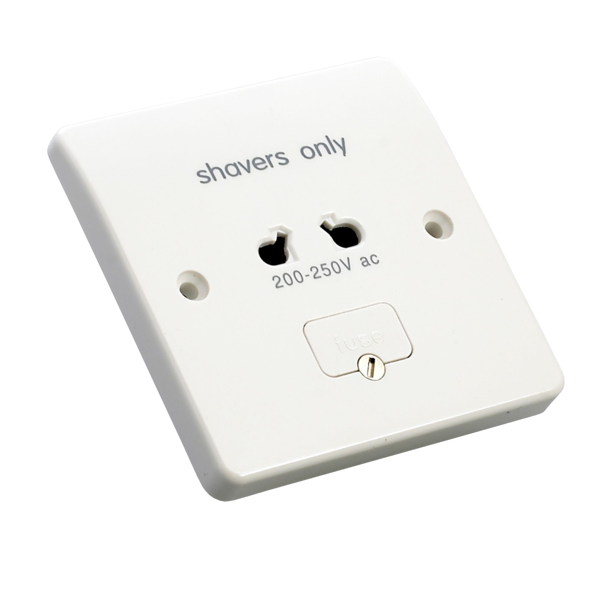 MK Raised Screwed White 250V Shaver Socket | Departments | DIY at B&Q