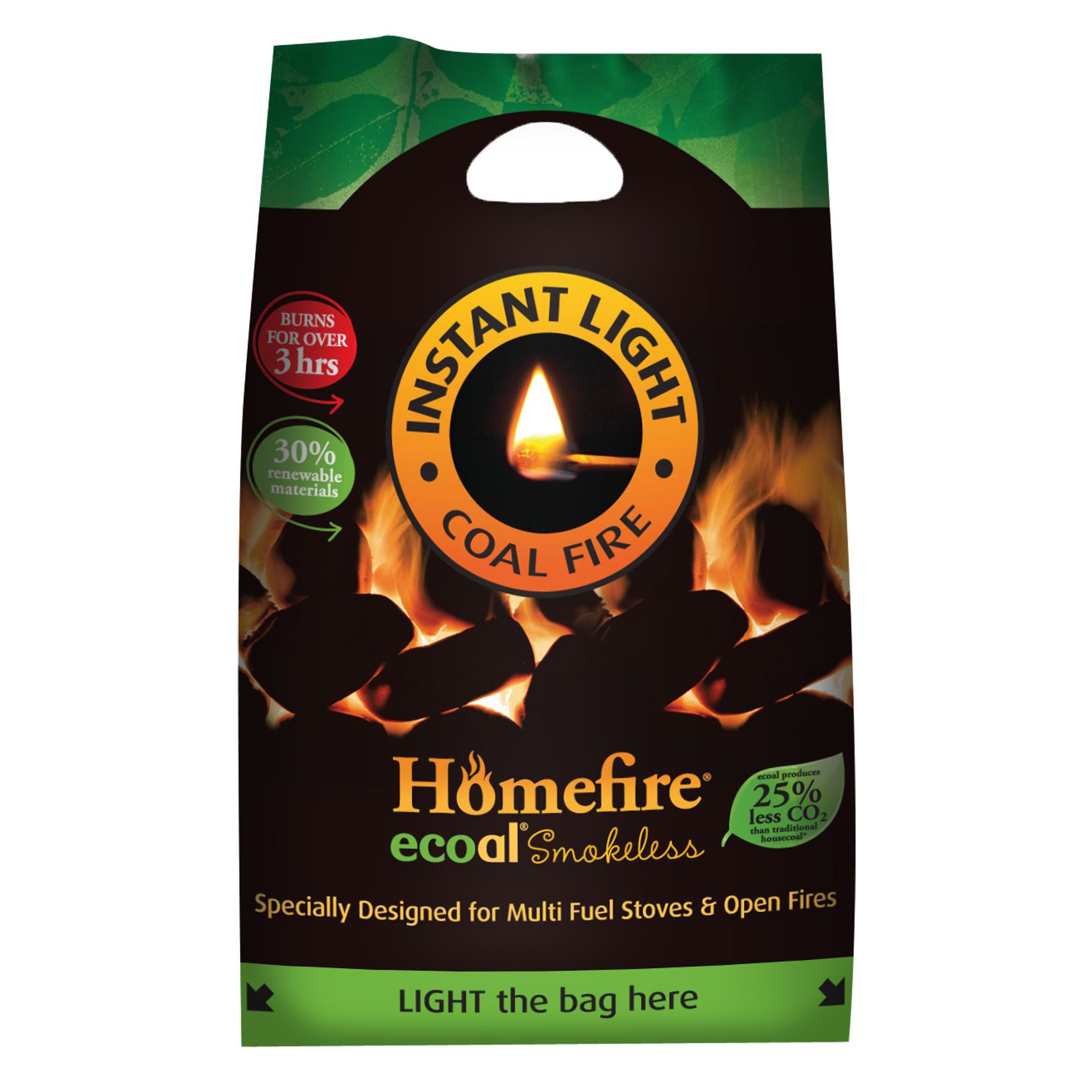 Homefire Ecoal smokeless solid fuel (Instant light) 4.5kg Pack Departments DIY at B&Q