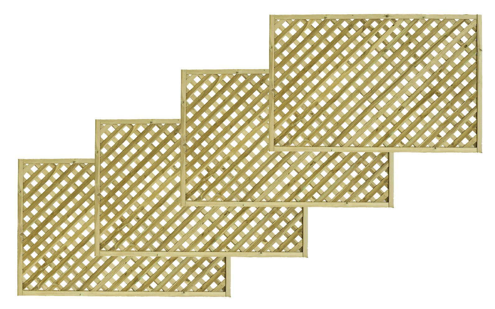Woodbury Timber Square Trellis panel (H)1.8m(W)1.2 m, Pack of 4 Departments DIY at B&Q