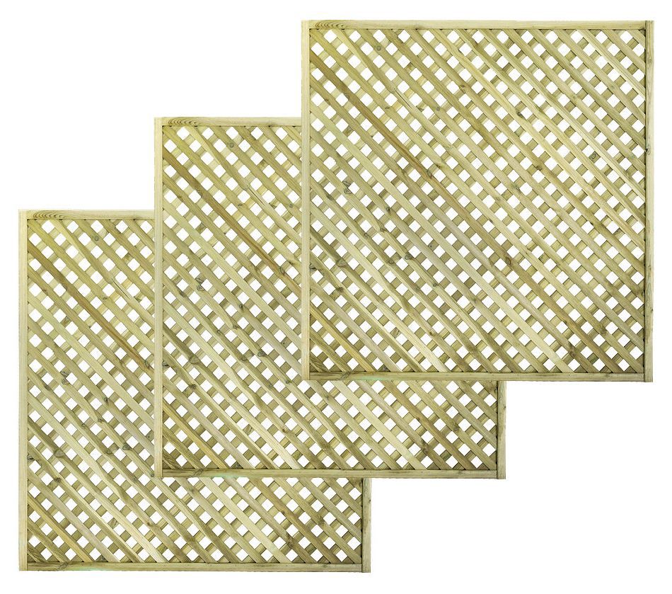 Woodbury Timber Square Trellis panel (H)1.8m(W)1.8 m, Pack of 3