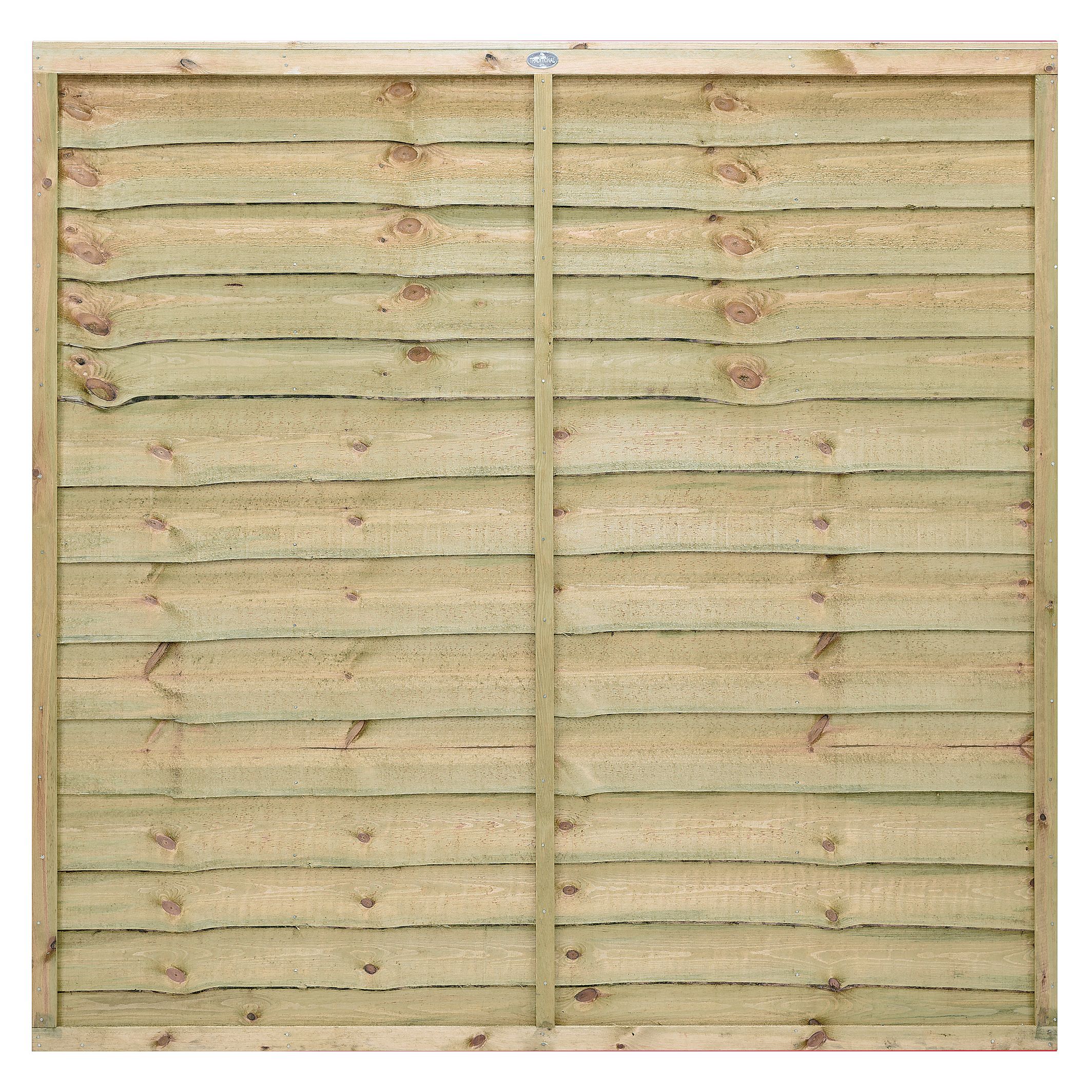 Grange Pro Lap Horizontal waney edge slat Fence panel (W)1.83 m (H)1.8m, Pack of 5
