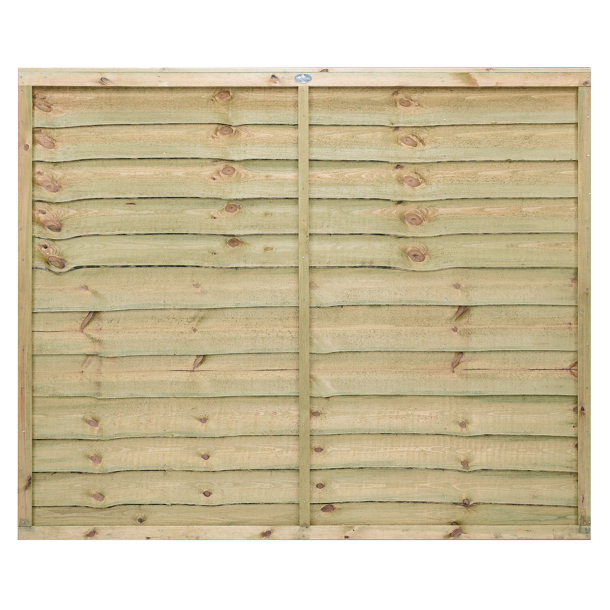 Grange Pro Lap Horizontal waney edge slat Fence panel (W)1.83 m (H)1.5m, Pack of 4