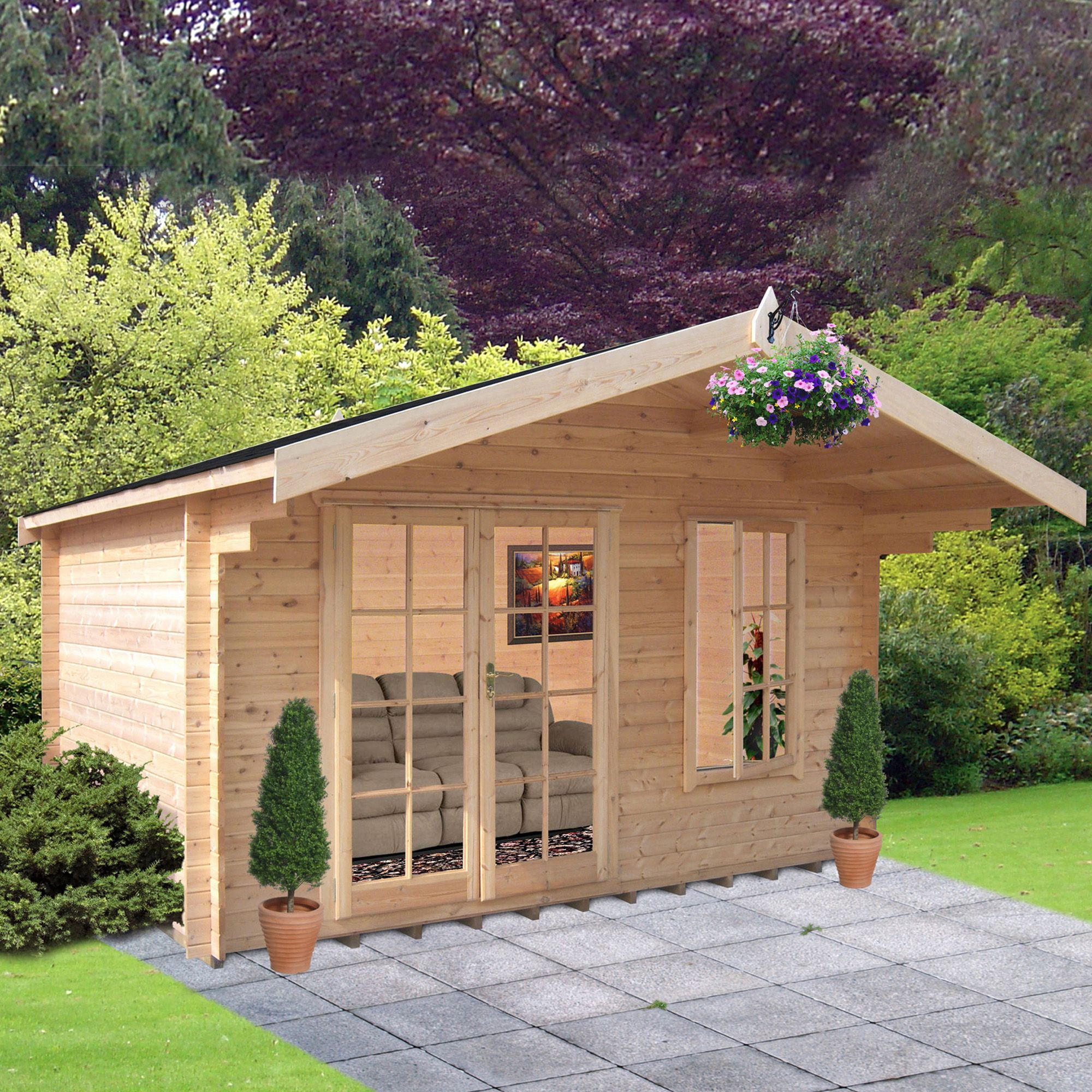 10x8 cannock 28mm tongue & groove log cabin with felt roof