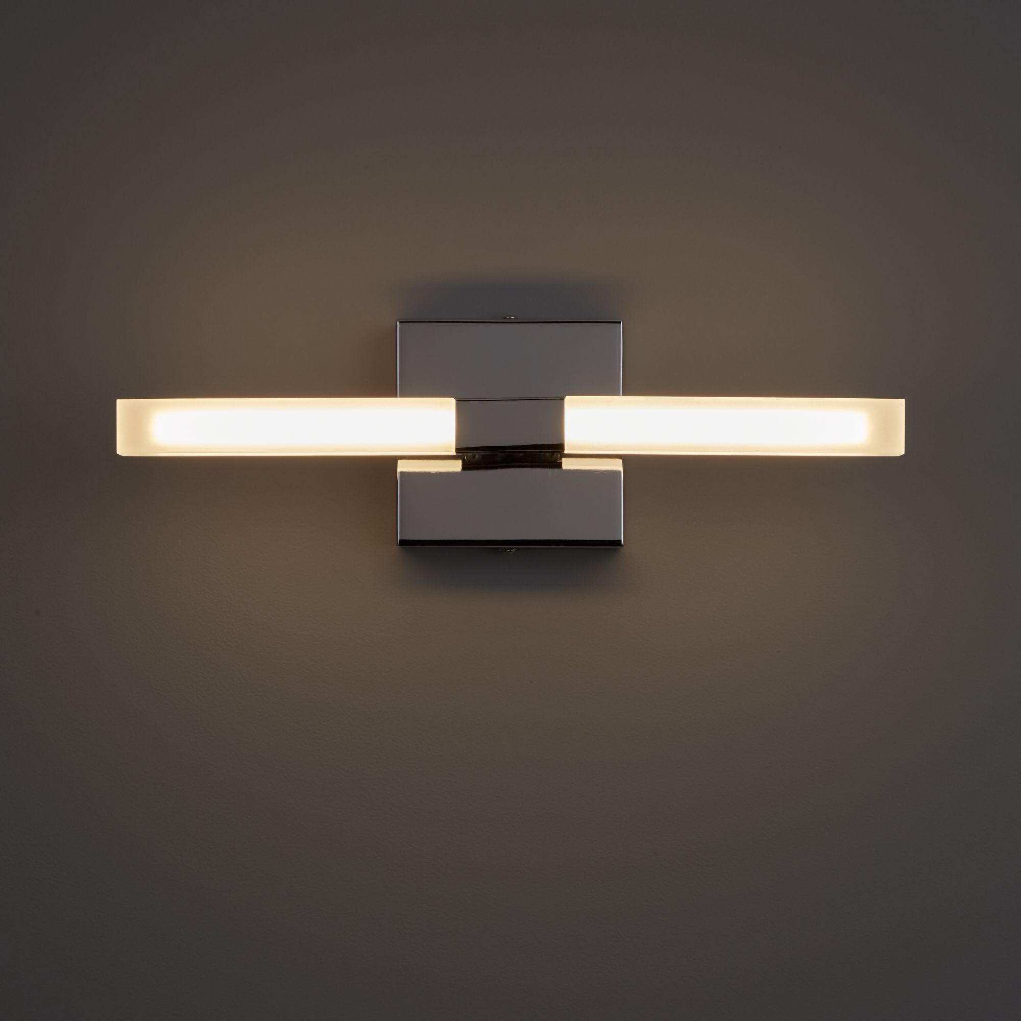 Paroo Clear Chrome effect LED Double bathroom wall light Departments