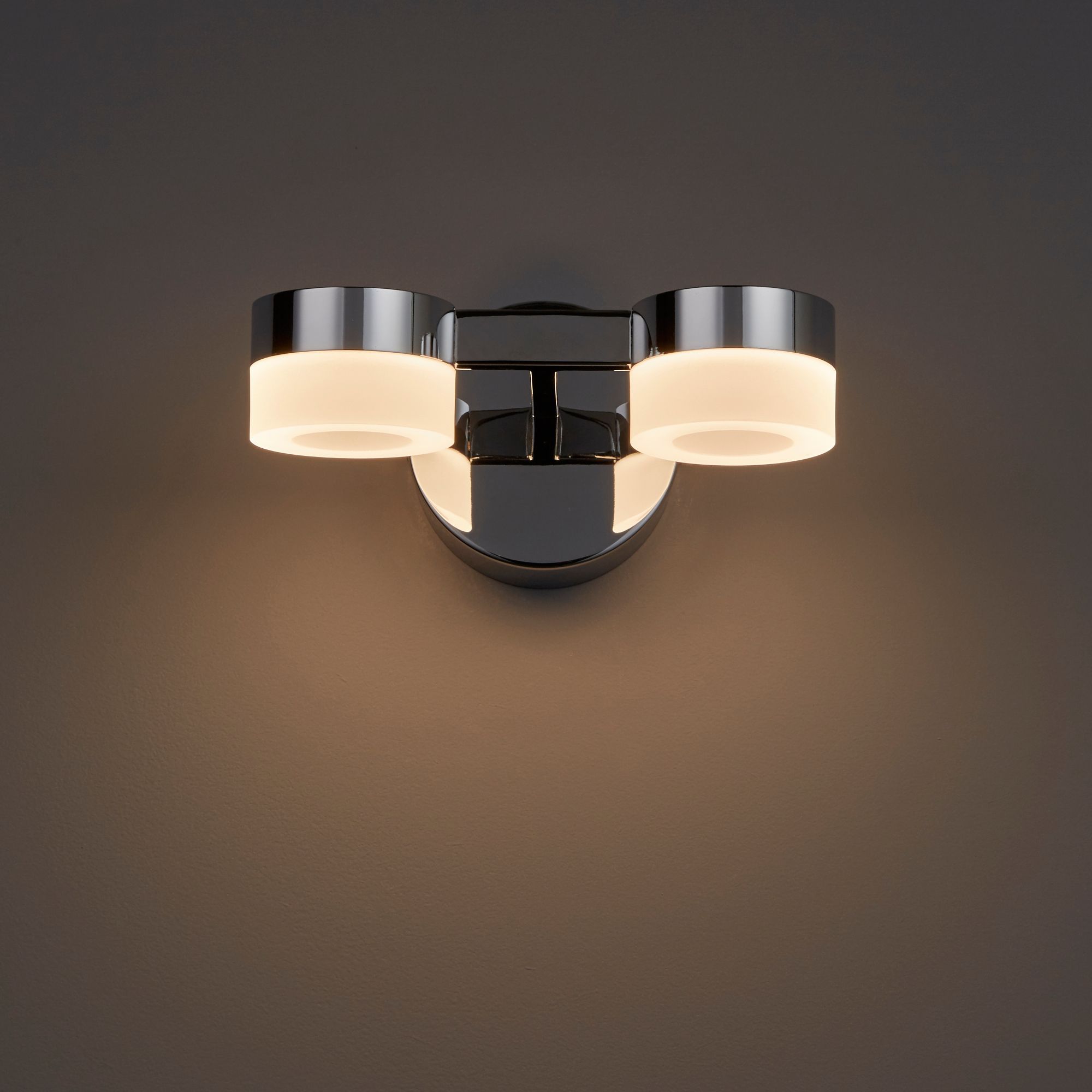 Meroo Clear Chrome effect LED Double bathroom wall light Departments