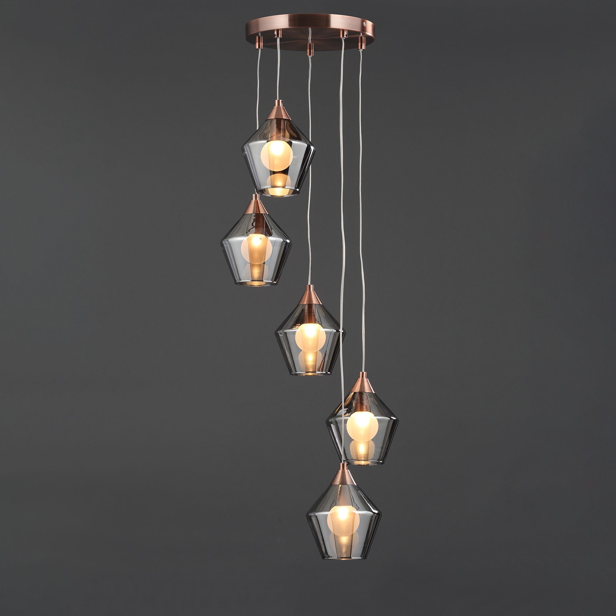 Leah Copper Effect 5 Lamp Pendant Ceiling Light Departments