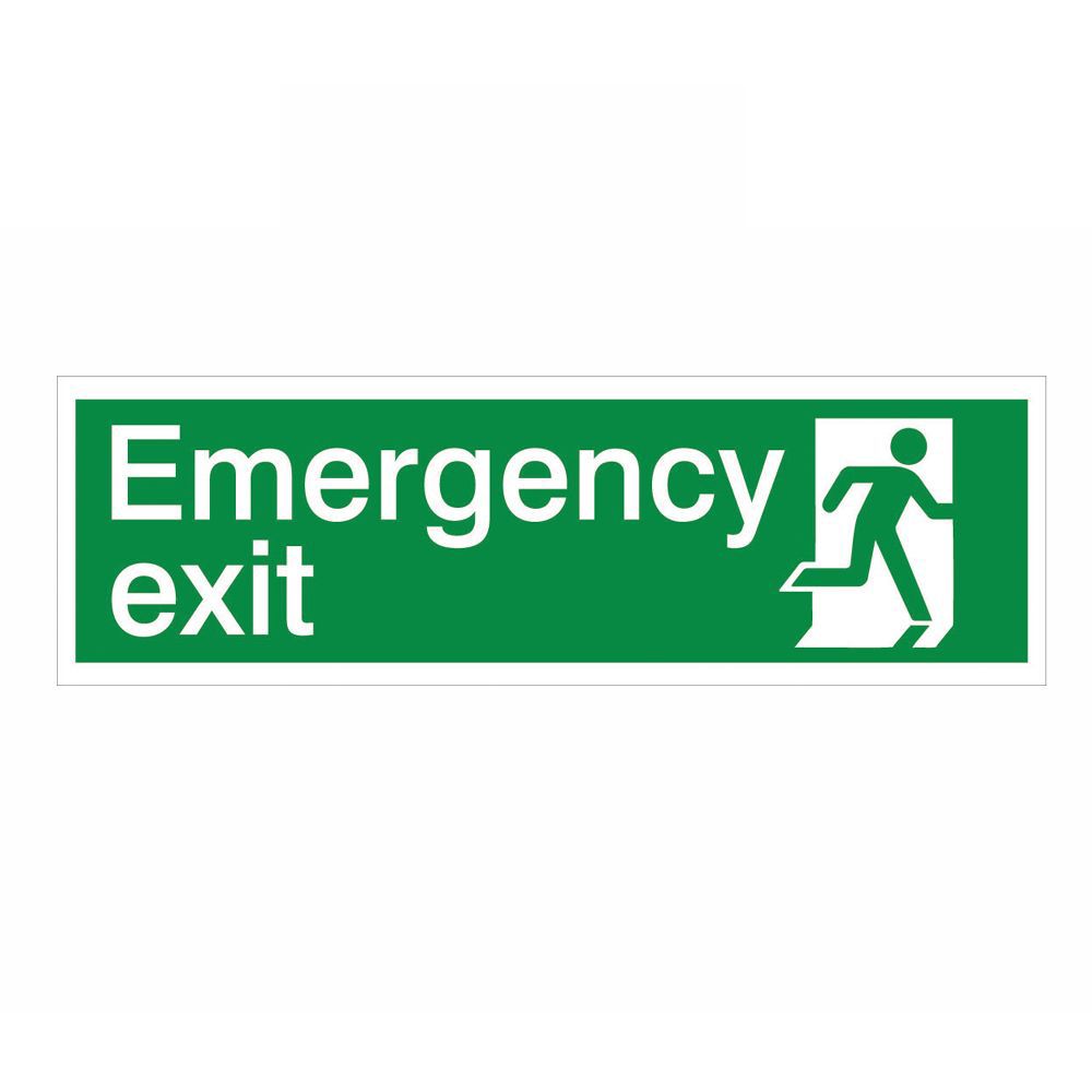 Emergency exit Self-adhesive labels, (H)125mm (W)400mm | Departments ...