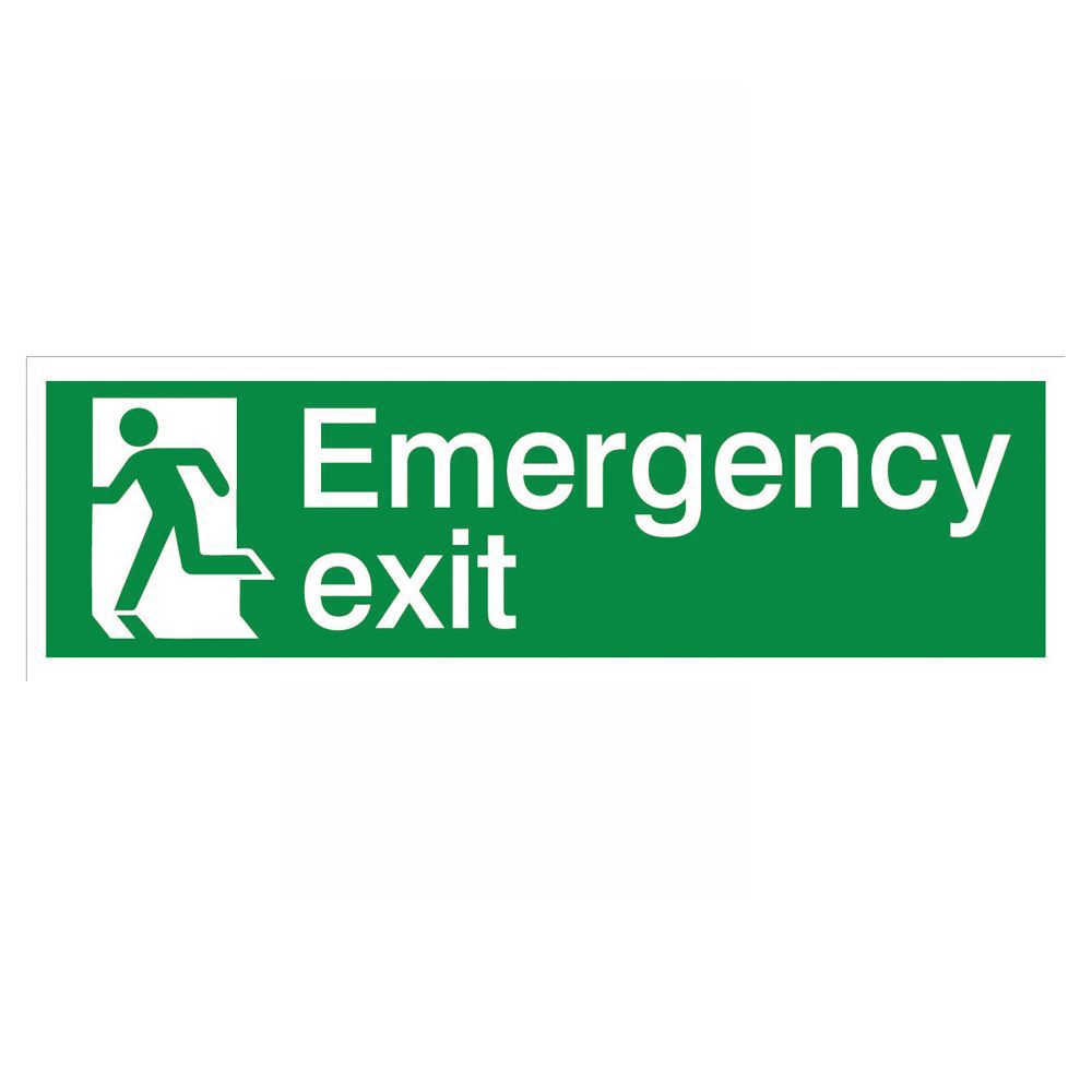 Emergency exit Self-adhesive labels, (H)125mm (W)400mm | Departments ...