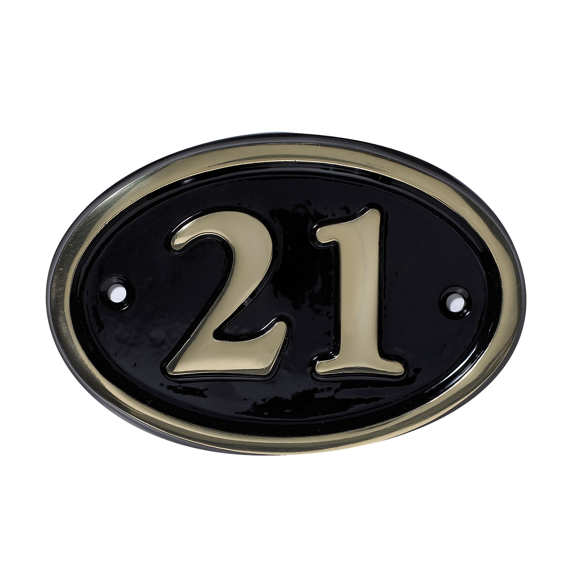 Black Brass House Plate Number 21 | Departments | DIY at B&Q