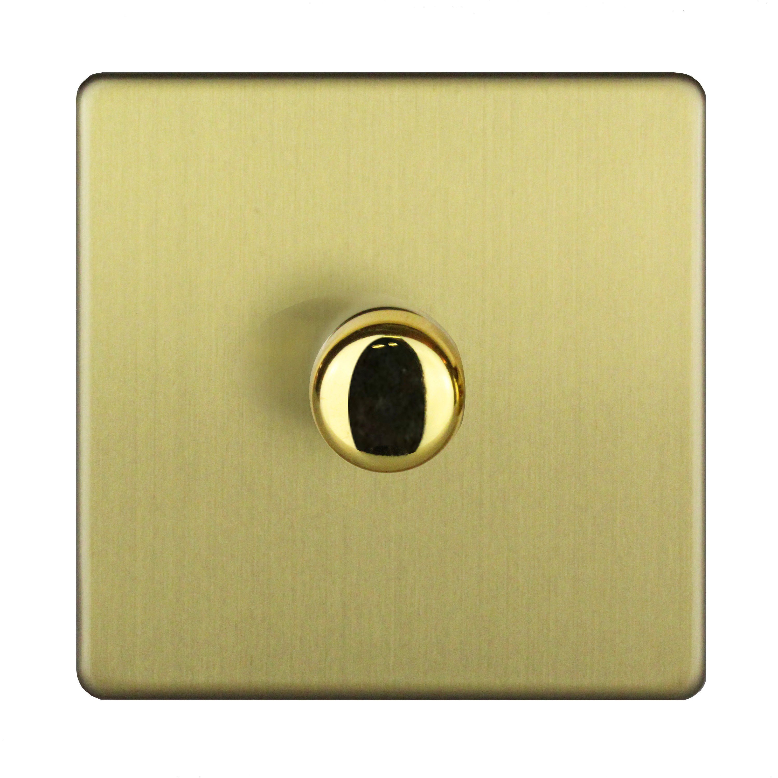 Varilight 2Way Single Brushed Gold Effect Dimmer Switch Departments DIY at B&Q