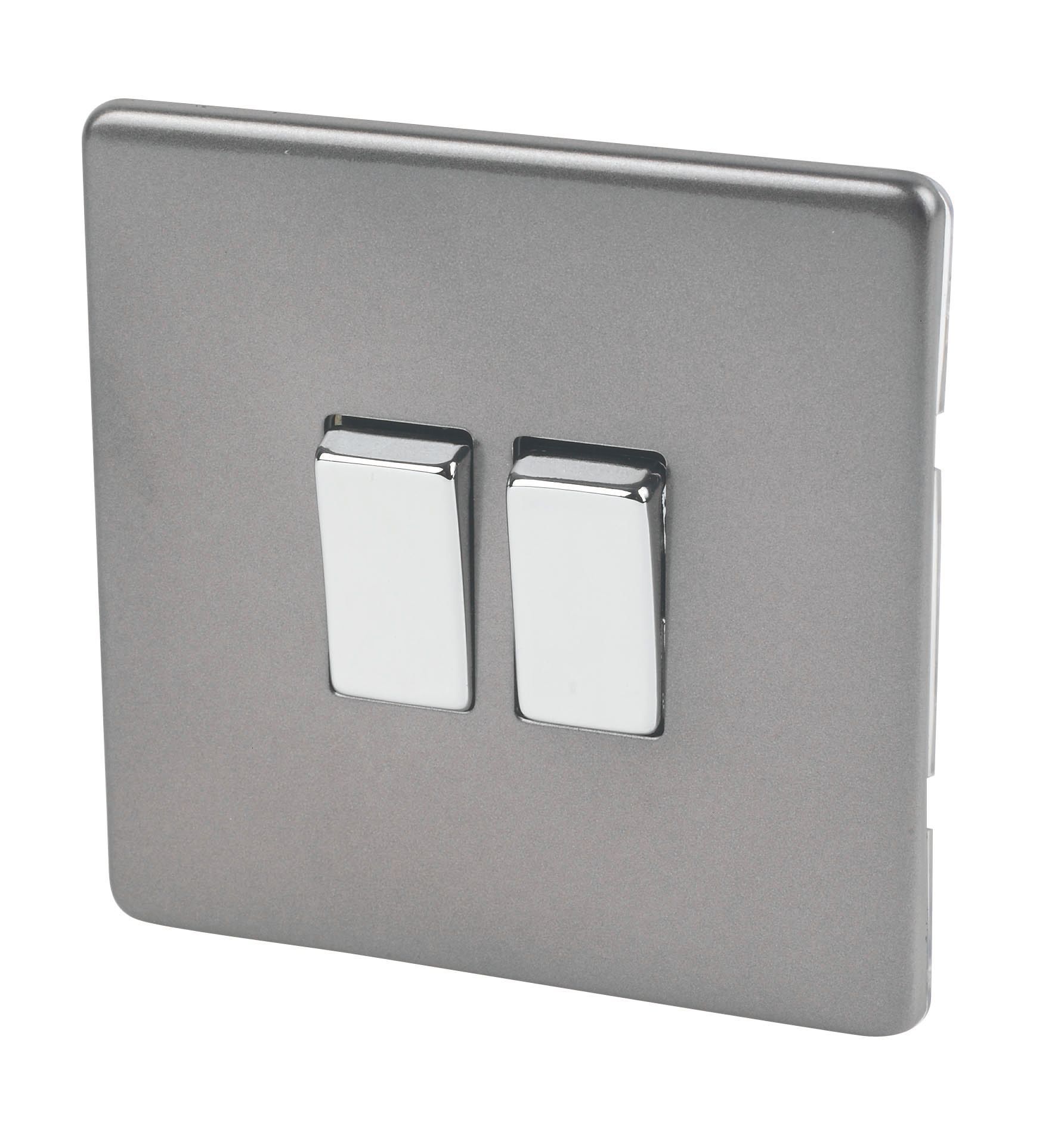 Varilight 10A 2Way Double Slate Grey Light Switch Departments