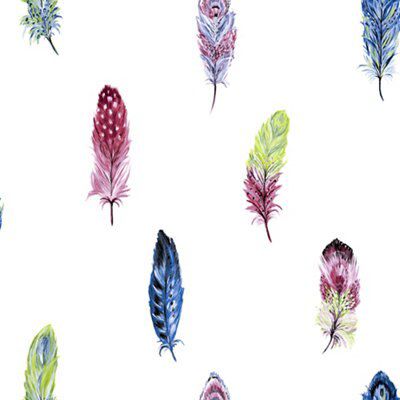K2 Multicolour Feather Wallpaper