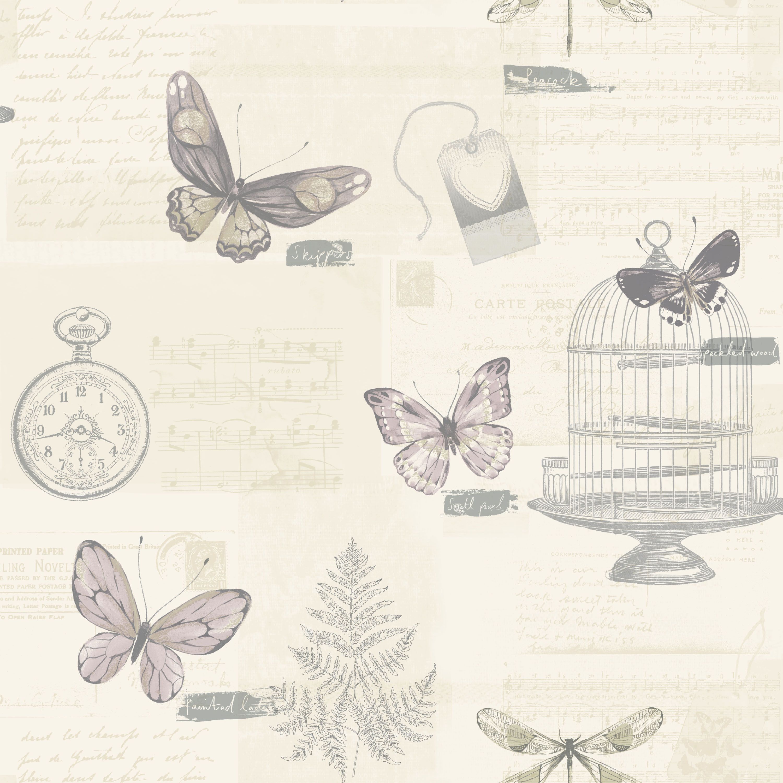 K2 Marisela Heather Butterflies Wallpaper | Clearance | DIY at B&Q