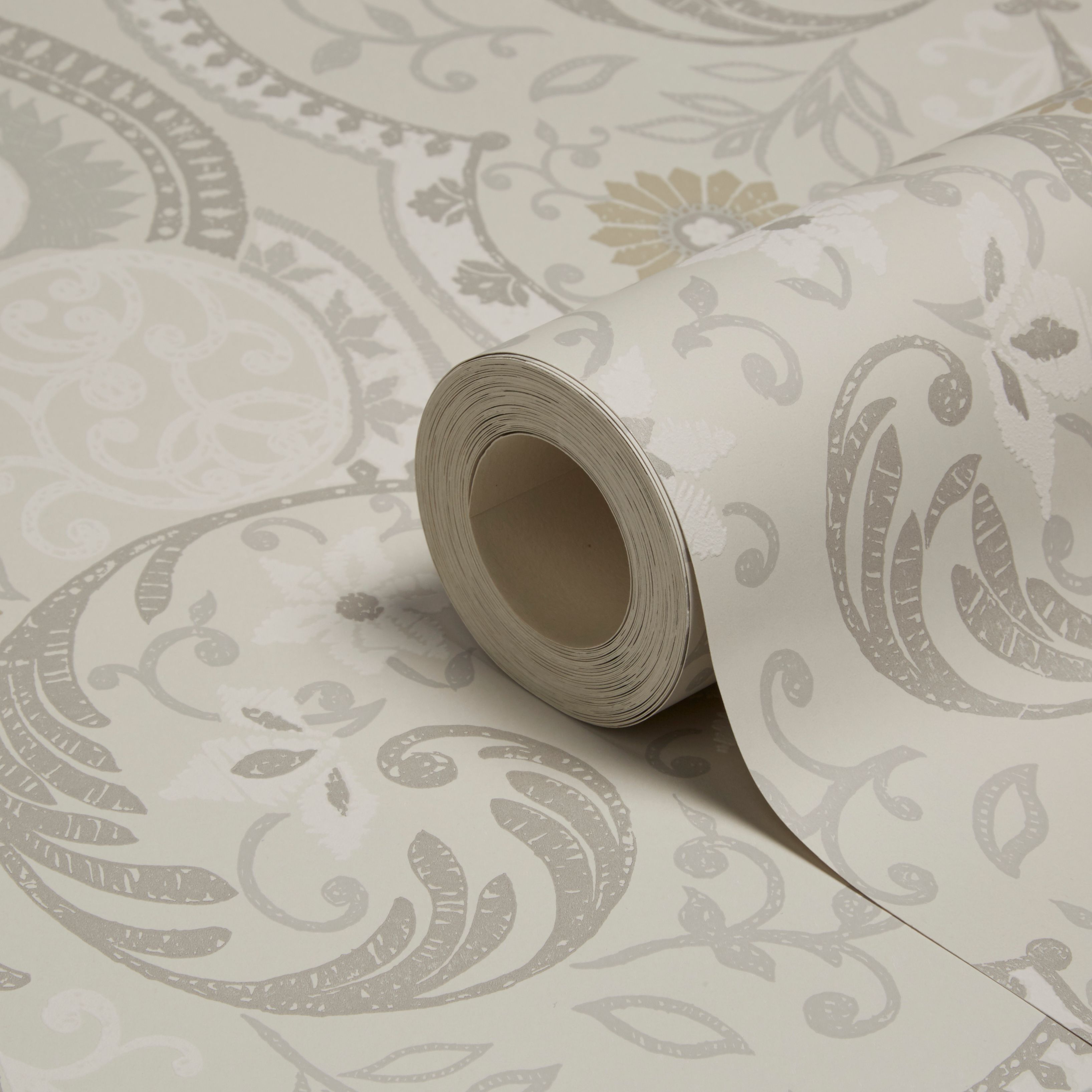 Holden Décor Portobello Grey Floral Damask Wallpaper | Departments