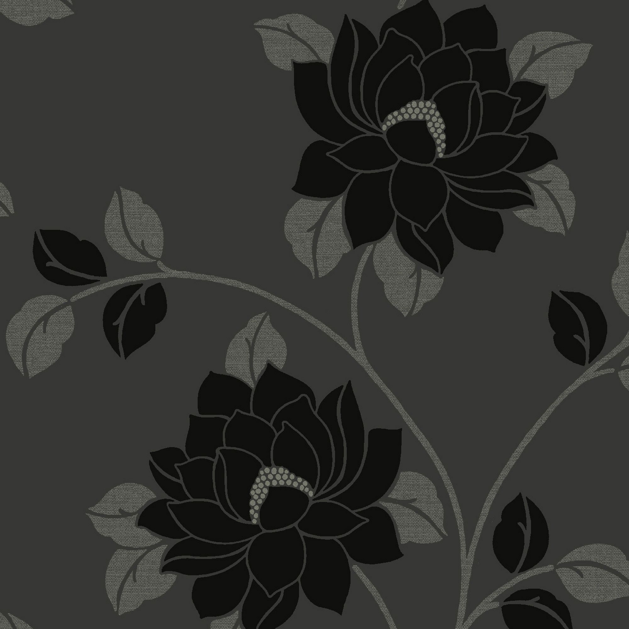 Black And White Floral Wallpaper B&