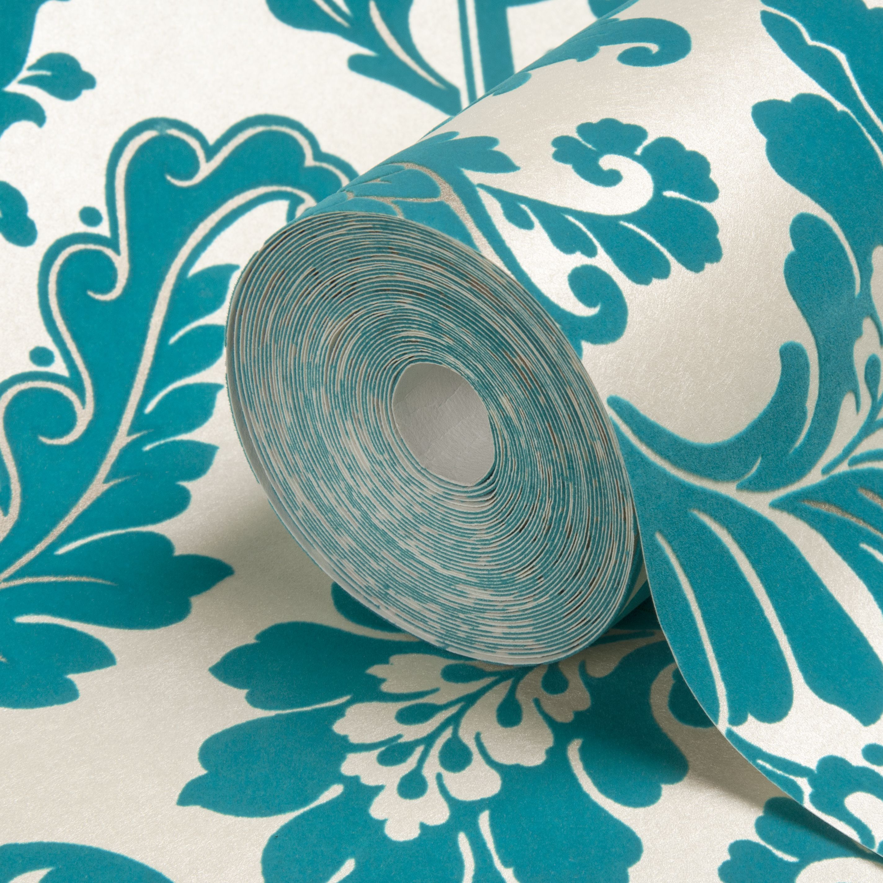 Statement Cicely Teal Damask Wallpaper | Departments | DIY at B&Q