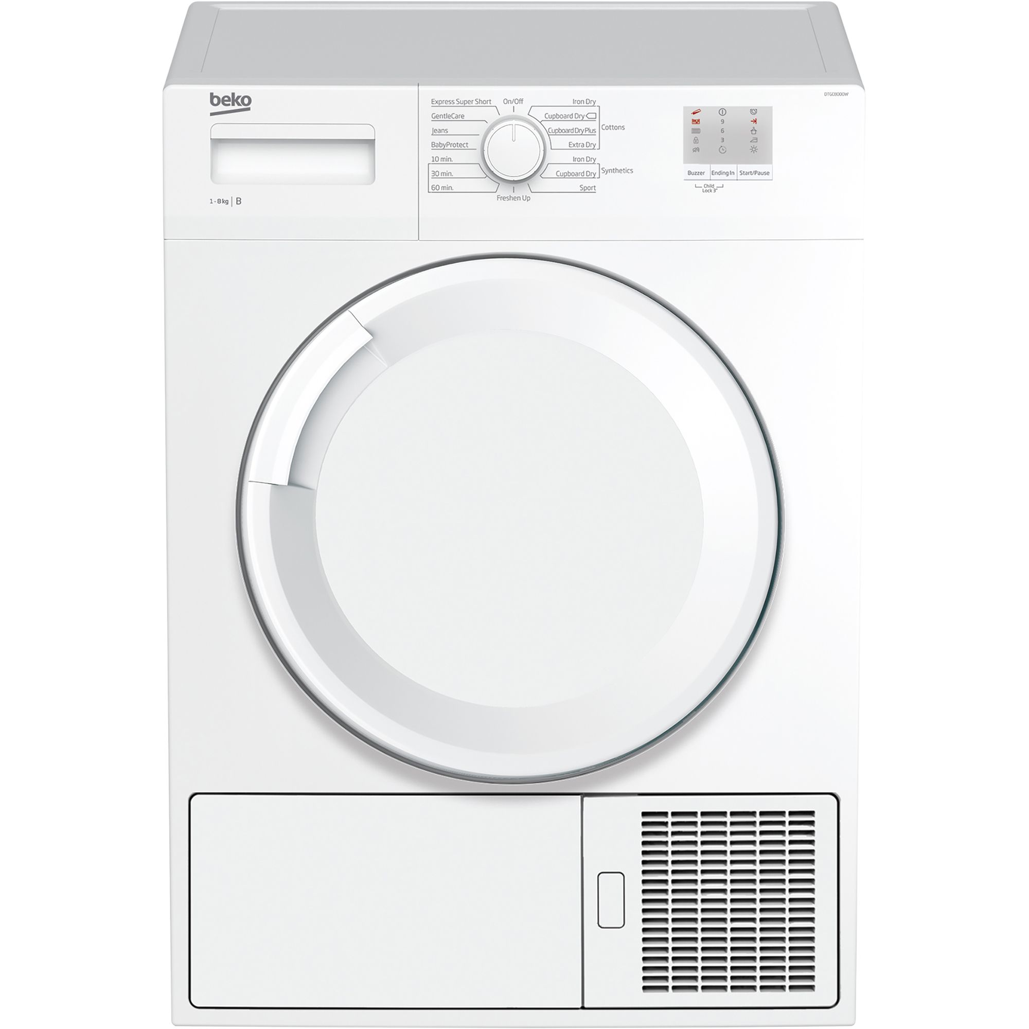 Beko DTGC8000W White Freestanding Condenser Tumble dryer, 8kg ...