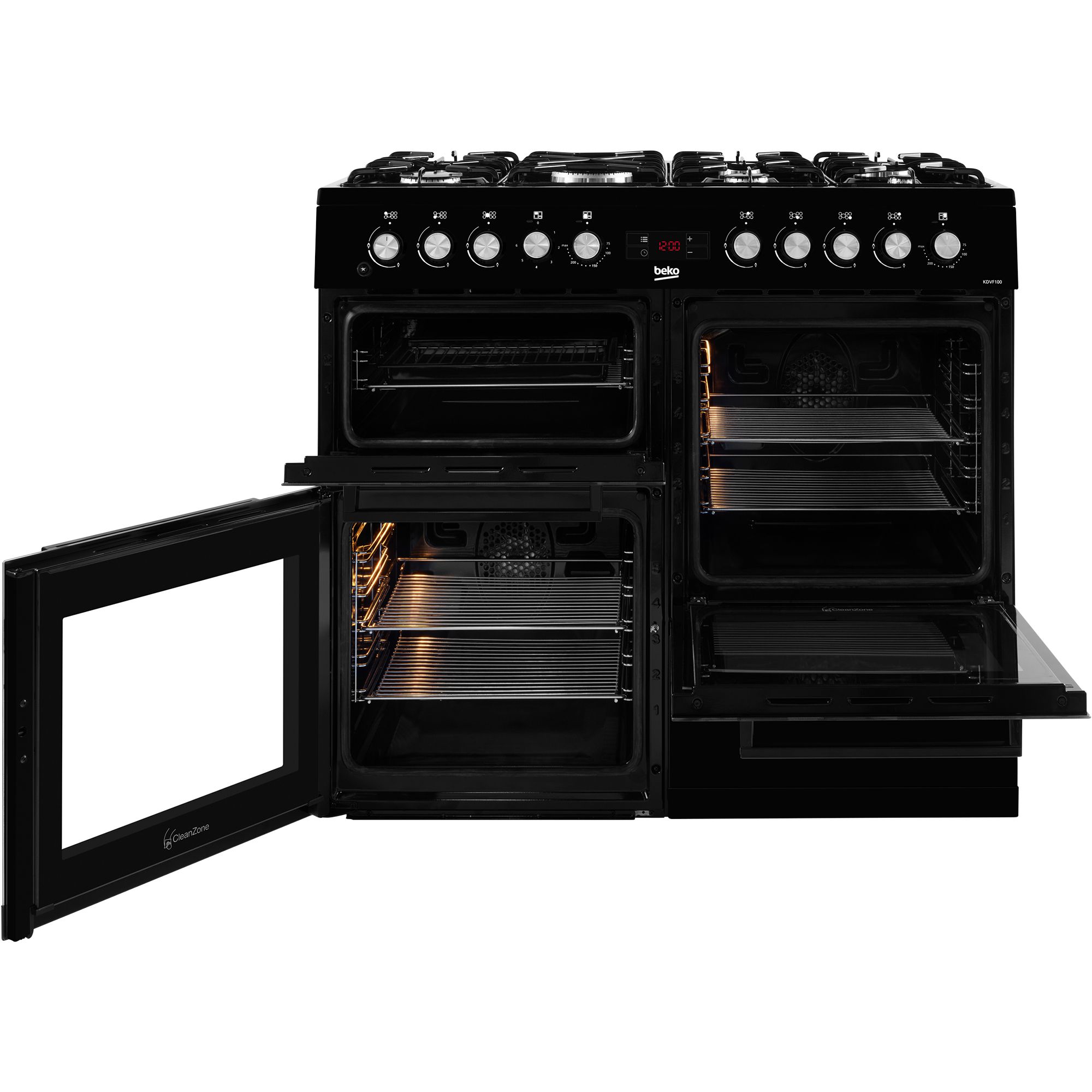 Beko KDVF100K Freestanding Dual fuel Cooker with Gas Hob Departments