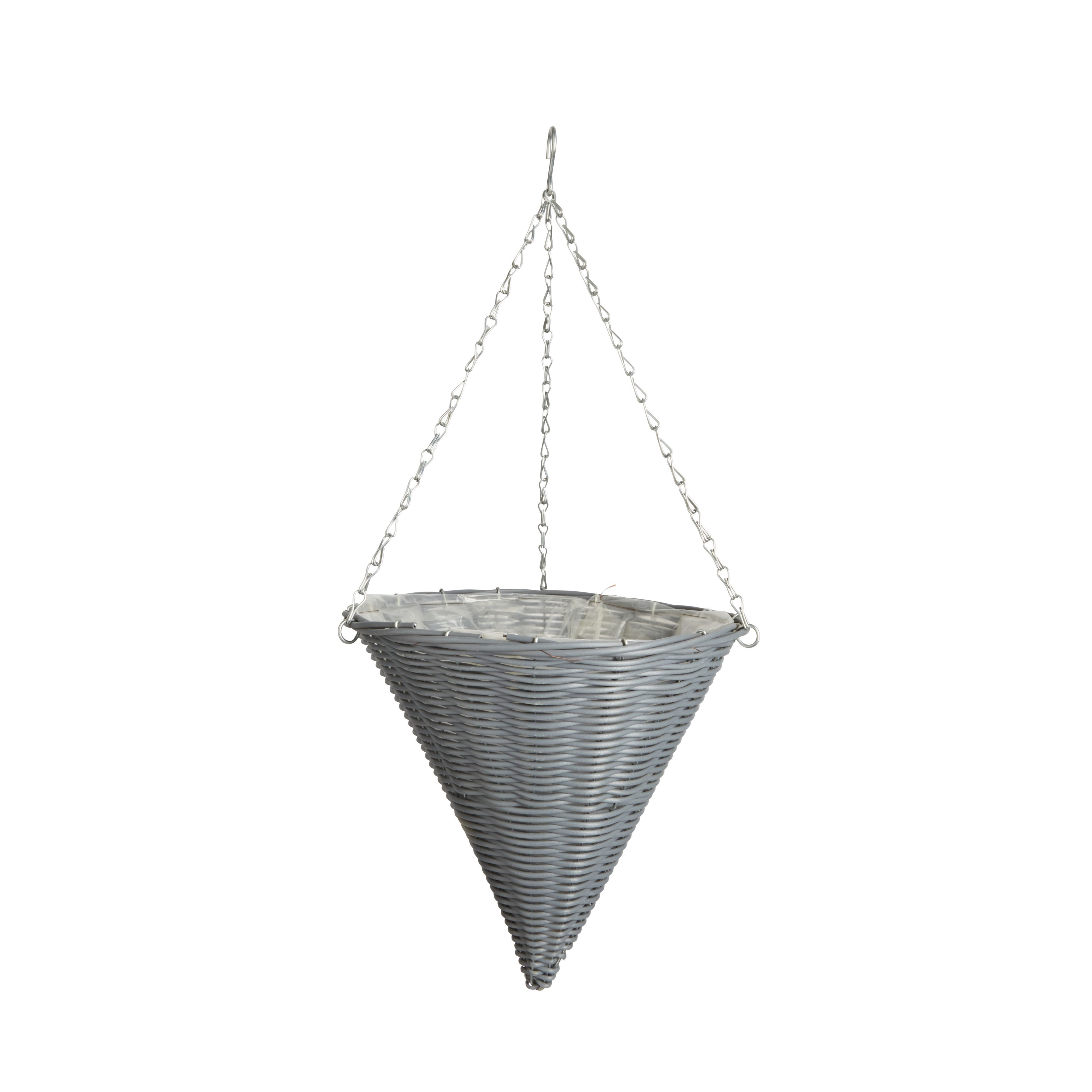 Gardman Rattan effect Slate grey Hanging basket 355.6 mm Departments